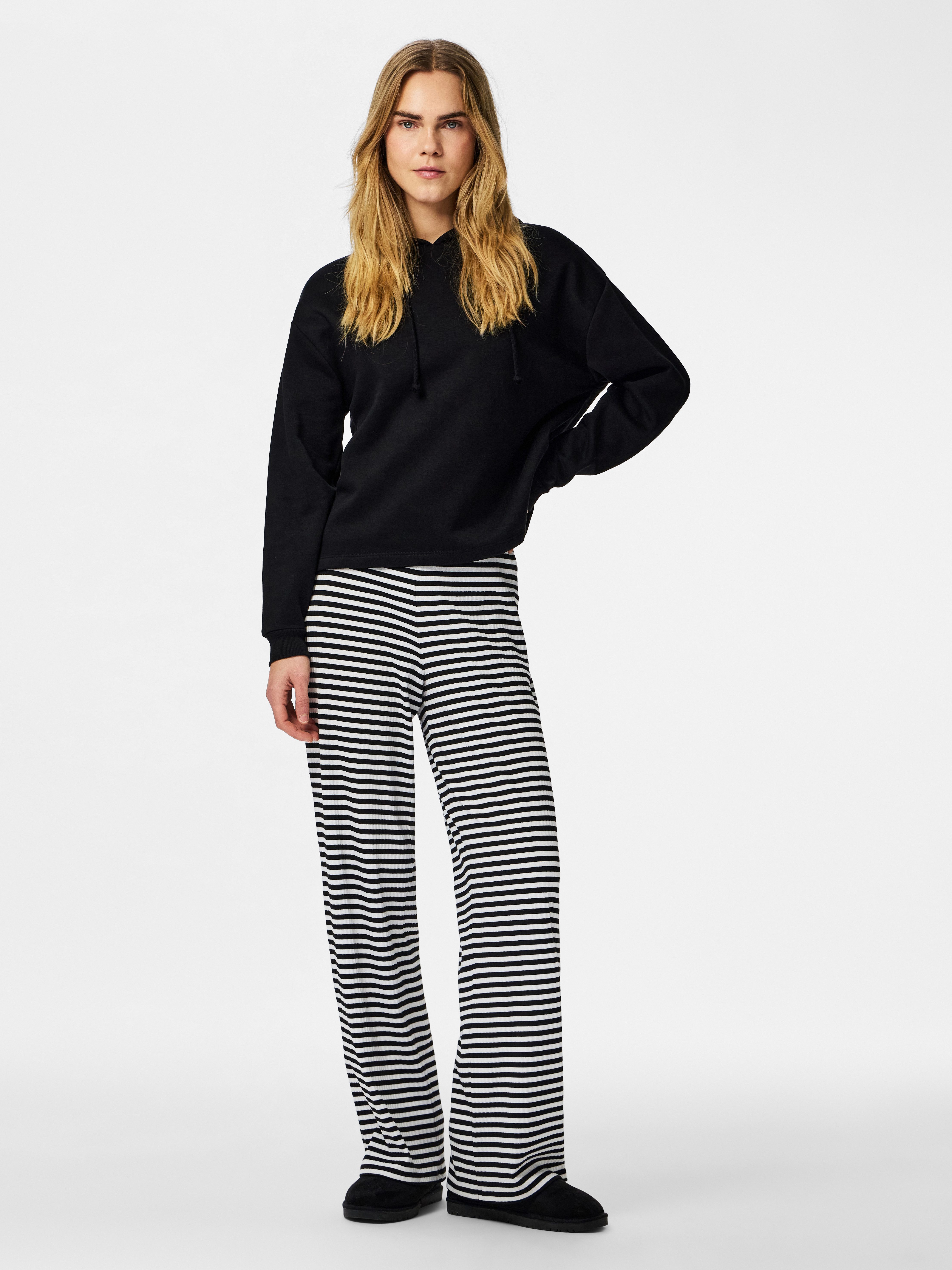 pieces Jerseyhose PCLAYA MW WIDE PANTS JRS NOOS Materialmix, regular fit