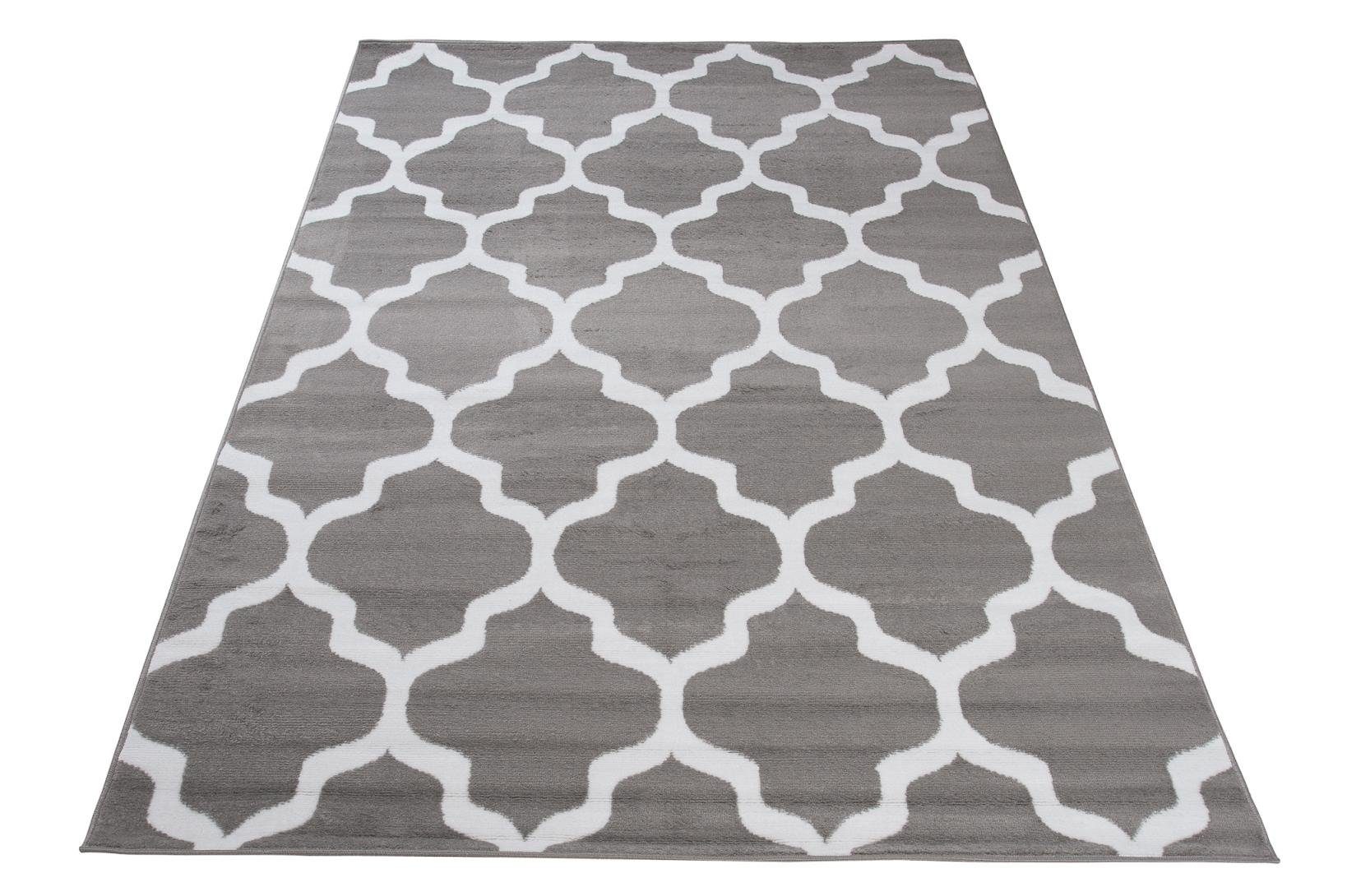 cm, Kurzflor, 140 Designteppich Teppich Kurzflor Höhe Muster für x Geometrische Modern Mazovia, mm, 7 - Geeignet Fußbodenheizung, 70 grau