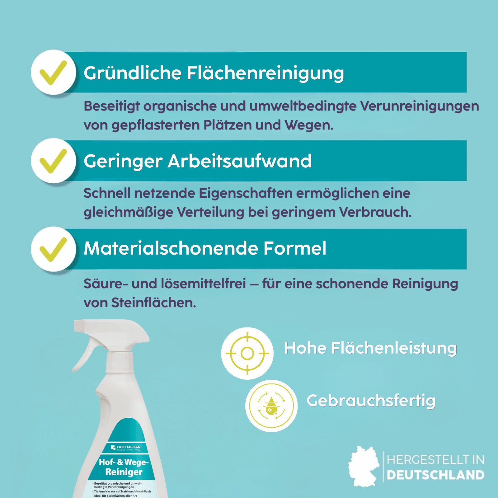 HOTREGA® Wegereiniger Steinreiniger Terrassenreiniger Pflasterreiniger 750ml Universalreiniger