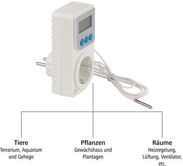 Xavax Raumthermostat Steckdosen-Thermostat, für Infrarotheizung, Klimagerät, Steckerthermostat mit Fühler