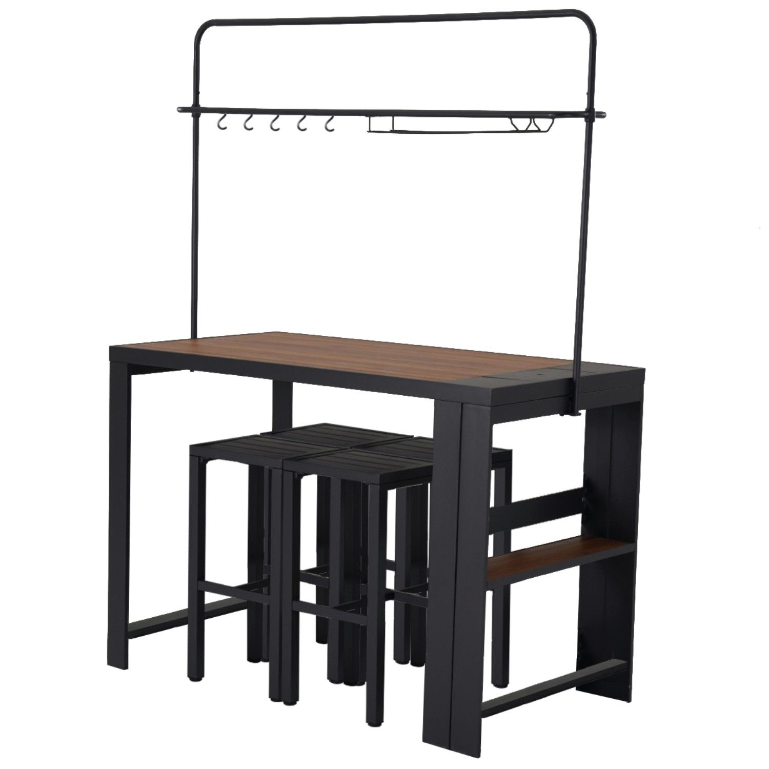 Leco Bargruppe "ELSA", (mit 4 Hockern ca. 38 x 34 x 76 cm (je Hocker), mit Bartisch ca. 157 x 80 x 209 cm)