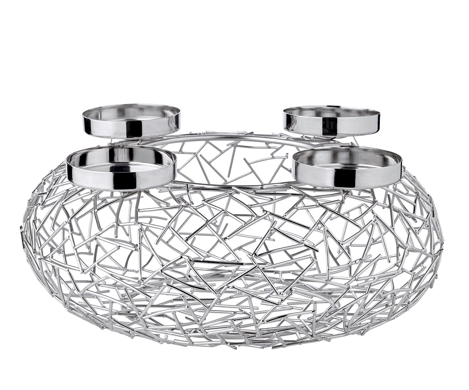 EDZARD Adventskranz Milano L, Edelstahl, hochglanzpoliert, für Stumpenkerzen, Ø 34 cm