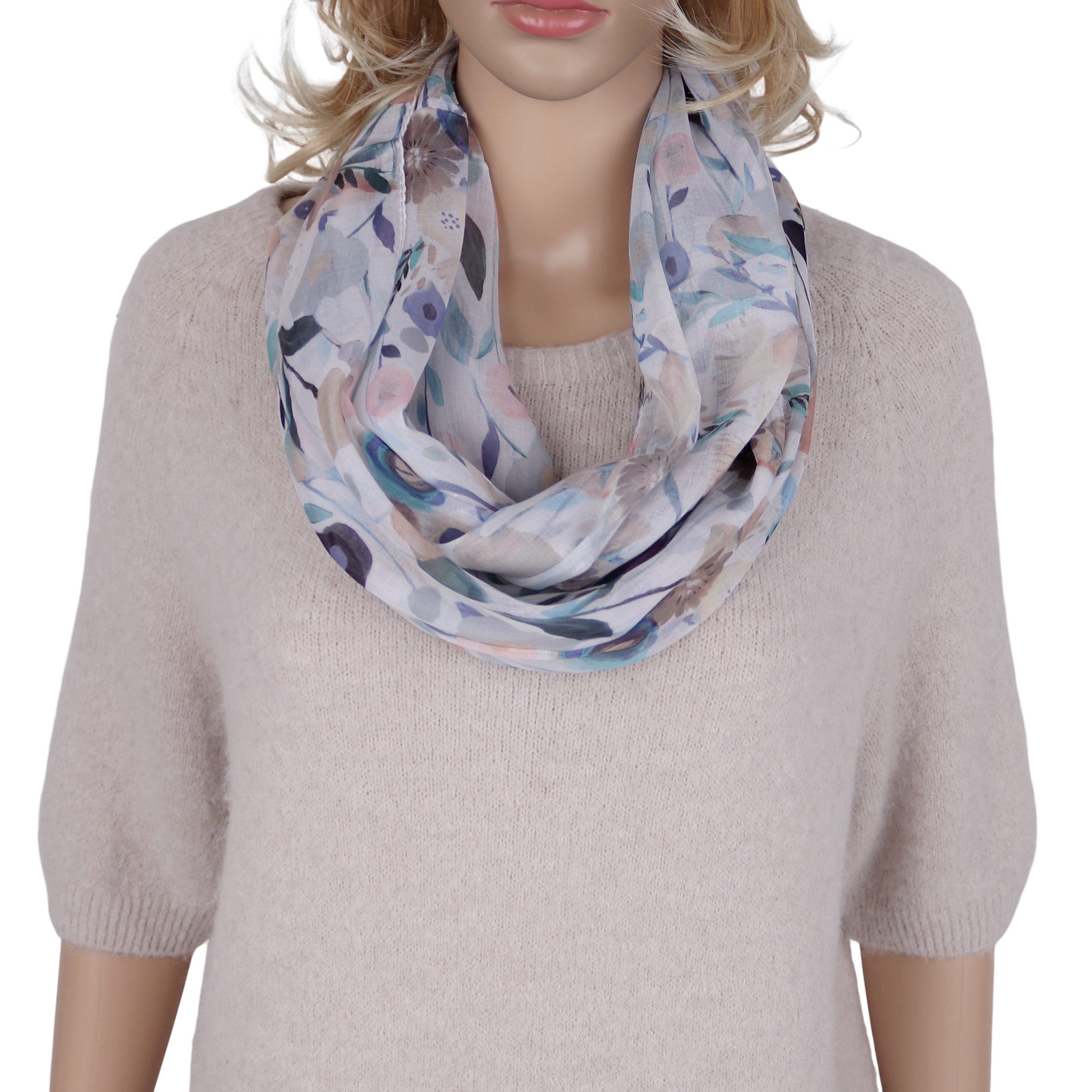 Loop Damen Schal mit Tollem Muster Weich aus 100% Viskose, Schlauchschal