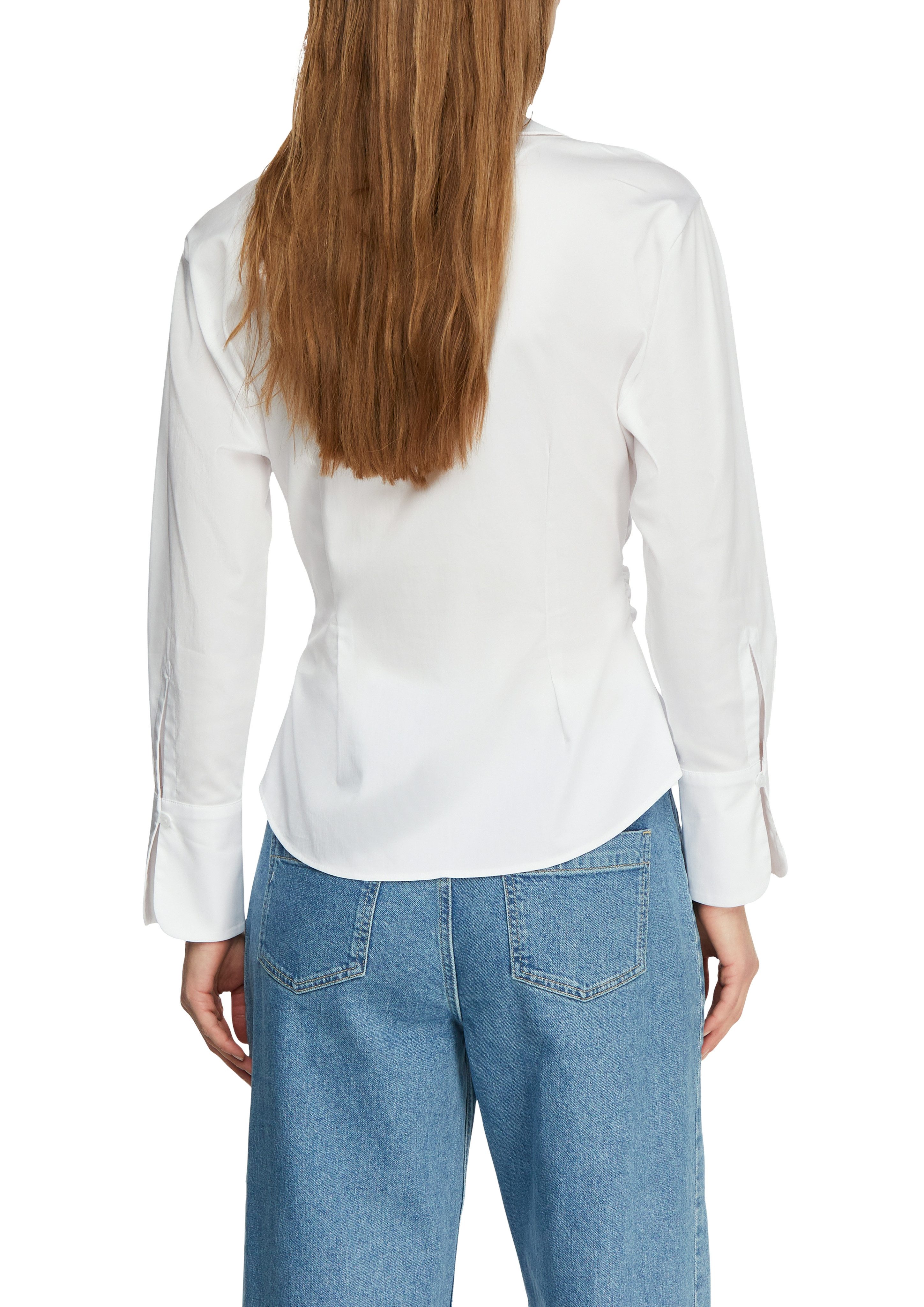 comma Langarmbluse mit seitlichem Verschluss und V-Ausschnitt