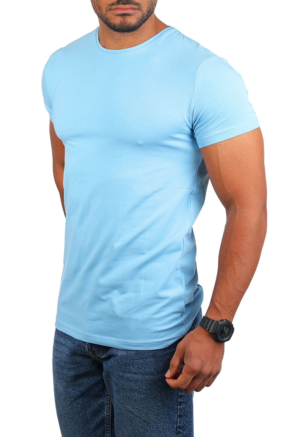 Young & Rich T-Shirt Herren Uni Basic rundhals Ausschnitt Unterziehshirt 17 günstig online kaufen