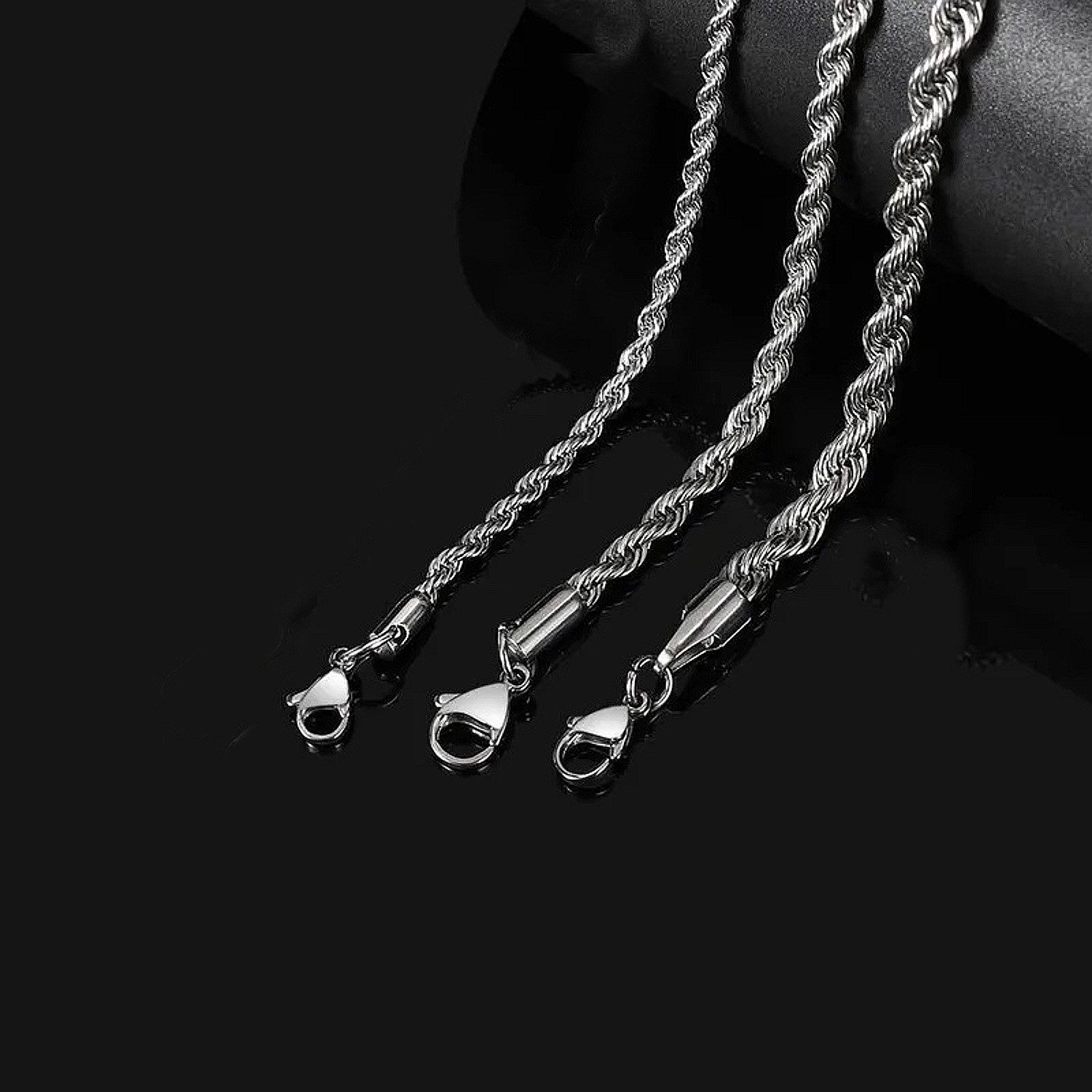 KARMA Edelstahlkette Halskette Silber Herren Edelstahl 55 cm Kette 3mm, 4 mm od. 6 mm (pflegeleicht rostfrei, 1-tlg., modern Geschenk für Ihn wasserfest hypoall – Bild 3 von 4
