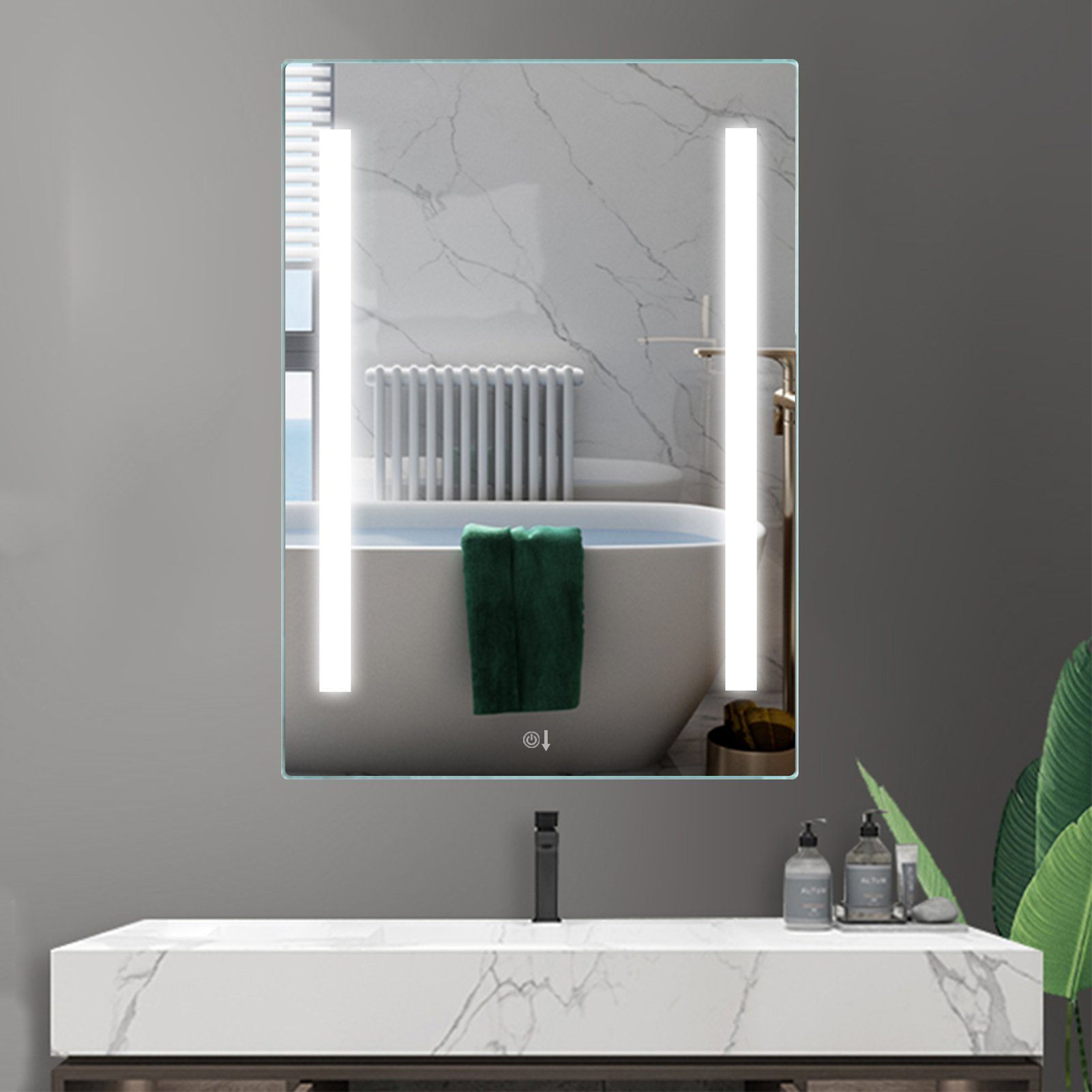 PHOEBE CAT Badspiegel (1-St), LED-Lichtspiegel, Badezimmerspiegel mit Beleuchtung  50x70 cm LED Spiegel, IP44 Wasserdicht, mit Lichtschalter online kaufen |  OTTO