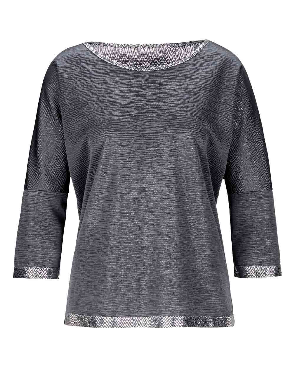 [Jetzt im Angebot! Nicht verpassen] creation L grau-silberfarben Damen Rundhalsshirt CRéATION Shirt, L