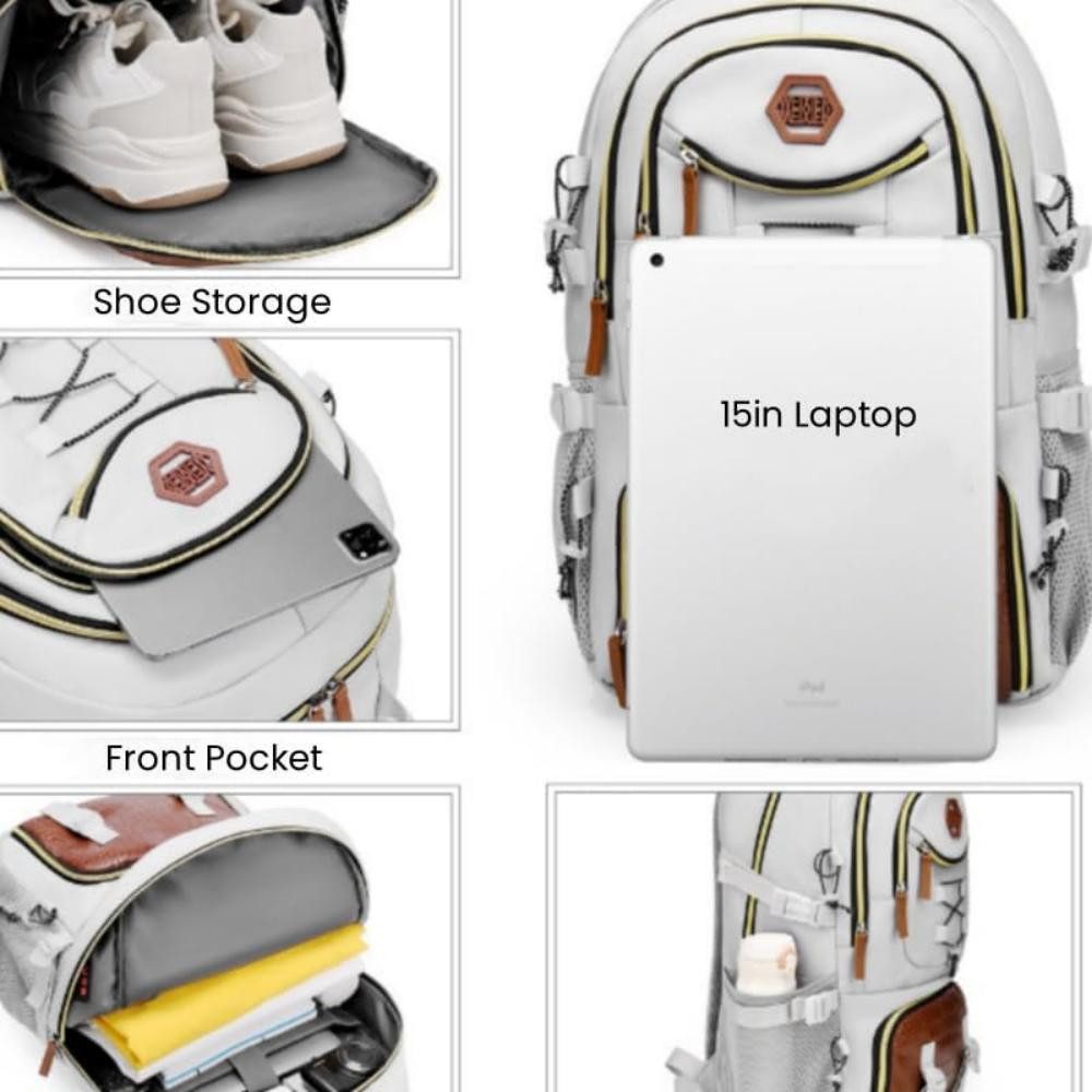 LIANNA Schulrucksack Rucksack für Damen und Herren, wasserdichter Oxford-Stoff mit (Set, großem Fassungsvermögen, lässiger Rucksack für Reisen und Wandern), aus echtes Leder, echtes Leder, Hergestellt in Italien, inkl.