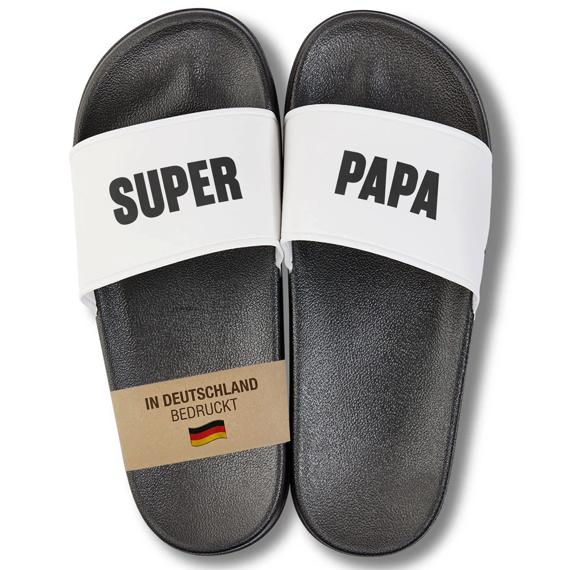 22Feels Geschenk Papa Vatertag Badelatschen Super Papa Herren Geburtstag Badepantolette IN DEUTSCHLAND BEDRUCKT