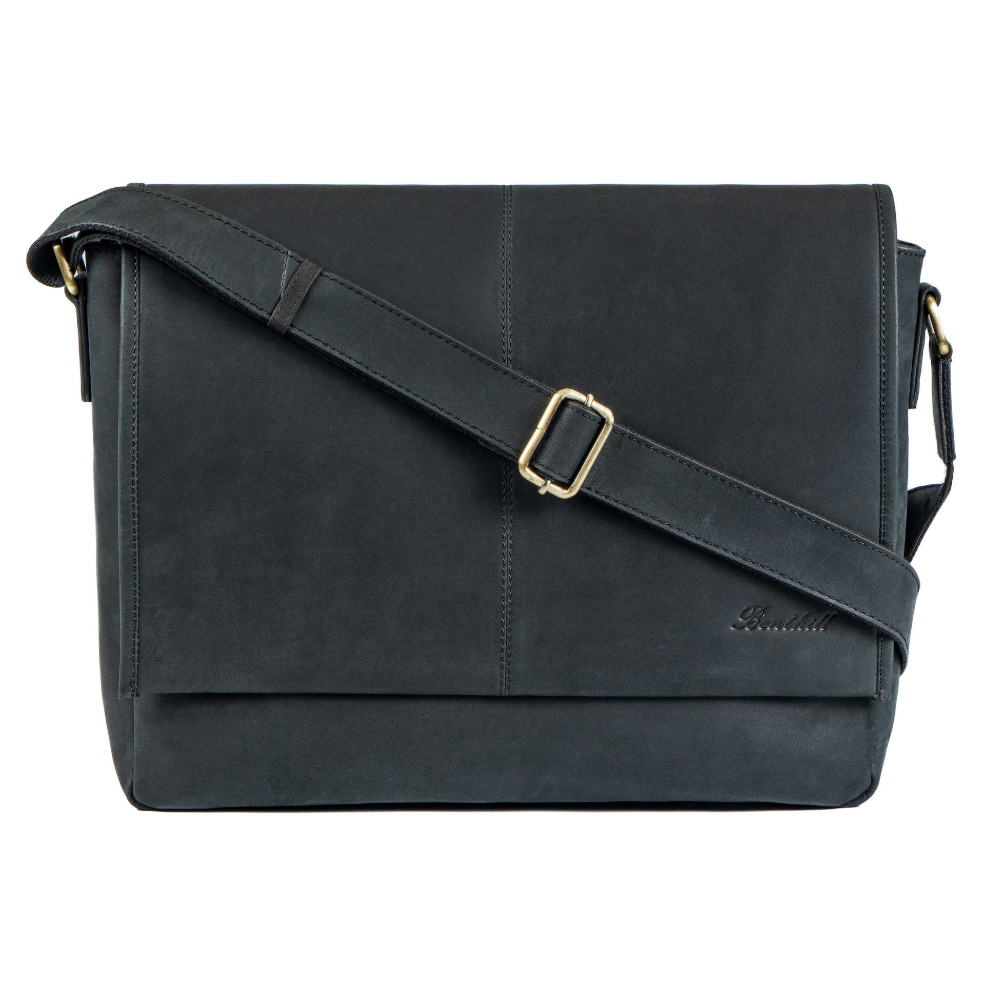 Benthill Messenger Bag Herren Umhängetasche Echt Leder Messenger Laptop Schultertasche Damen, Reißverschlussfach