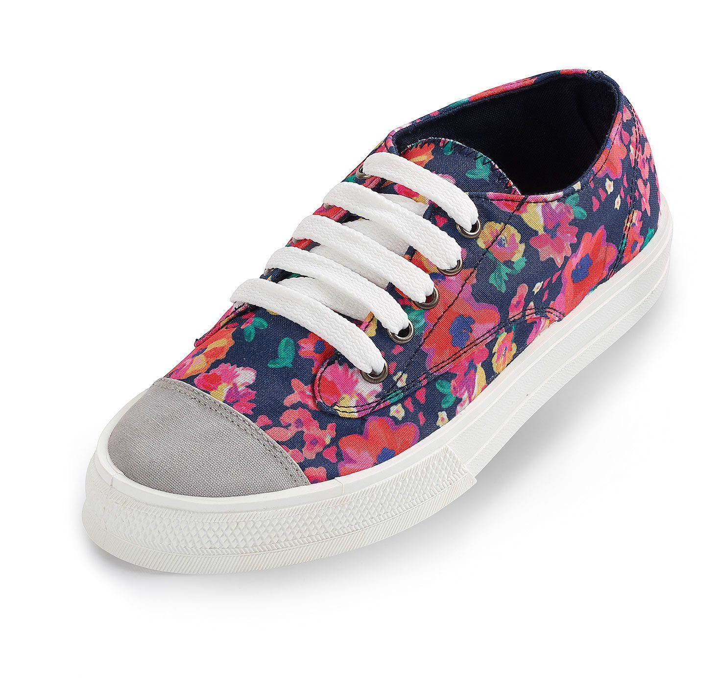 dynamic24 Sneaker Damen Sommer Sneaker Halbschuhe Freizeit Sport Schuhe Schnürschuhe Blumen Textil