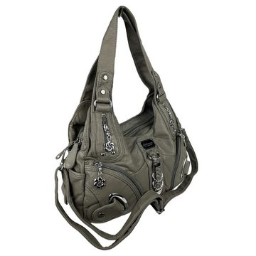 Taschen4life Schultertasche Damen, klassische Umhängetasche, Hobo AK11282, Handtasche mit abnehmbaren Schulterriemen, Innen- und Außenfächer