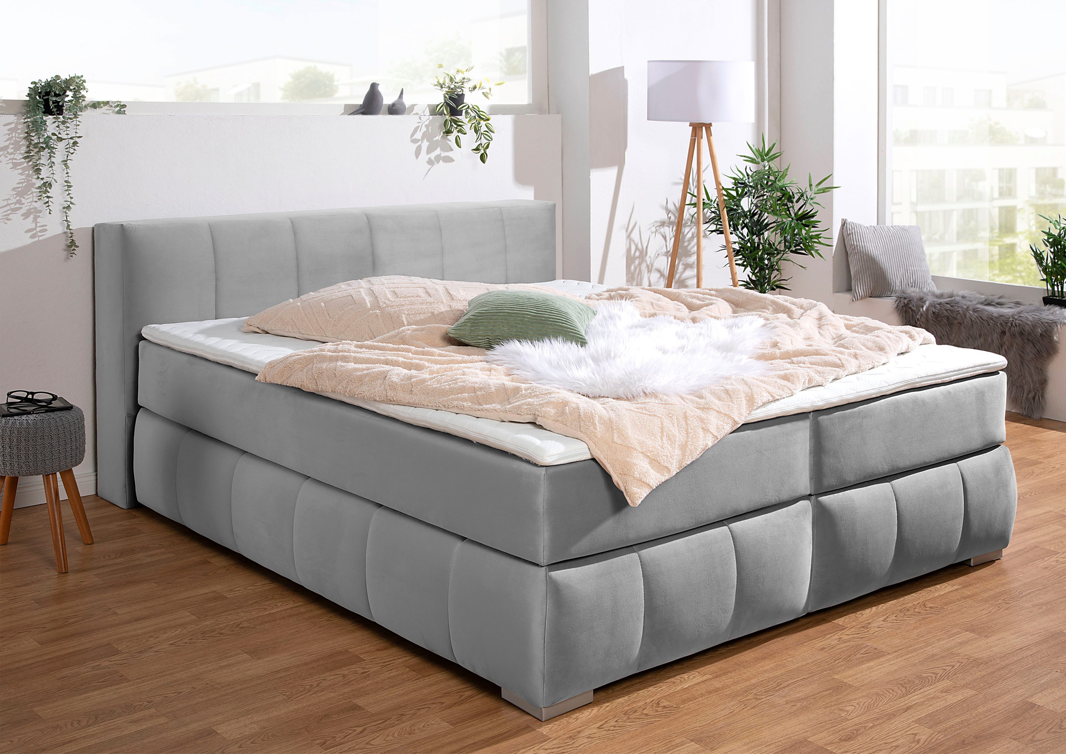 Home affaire Boxspringbett Chelles, inkl. Kaltschaumtopper, in 5 Breiten und 3 Matratzenarten