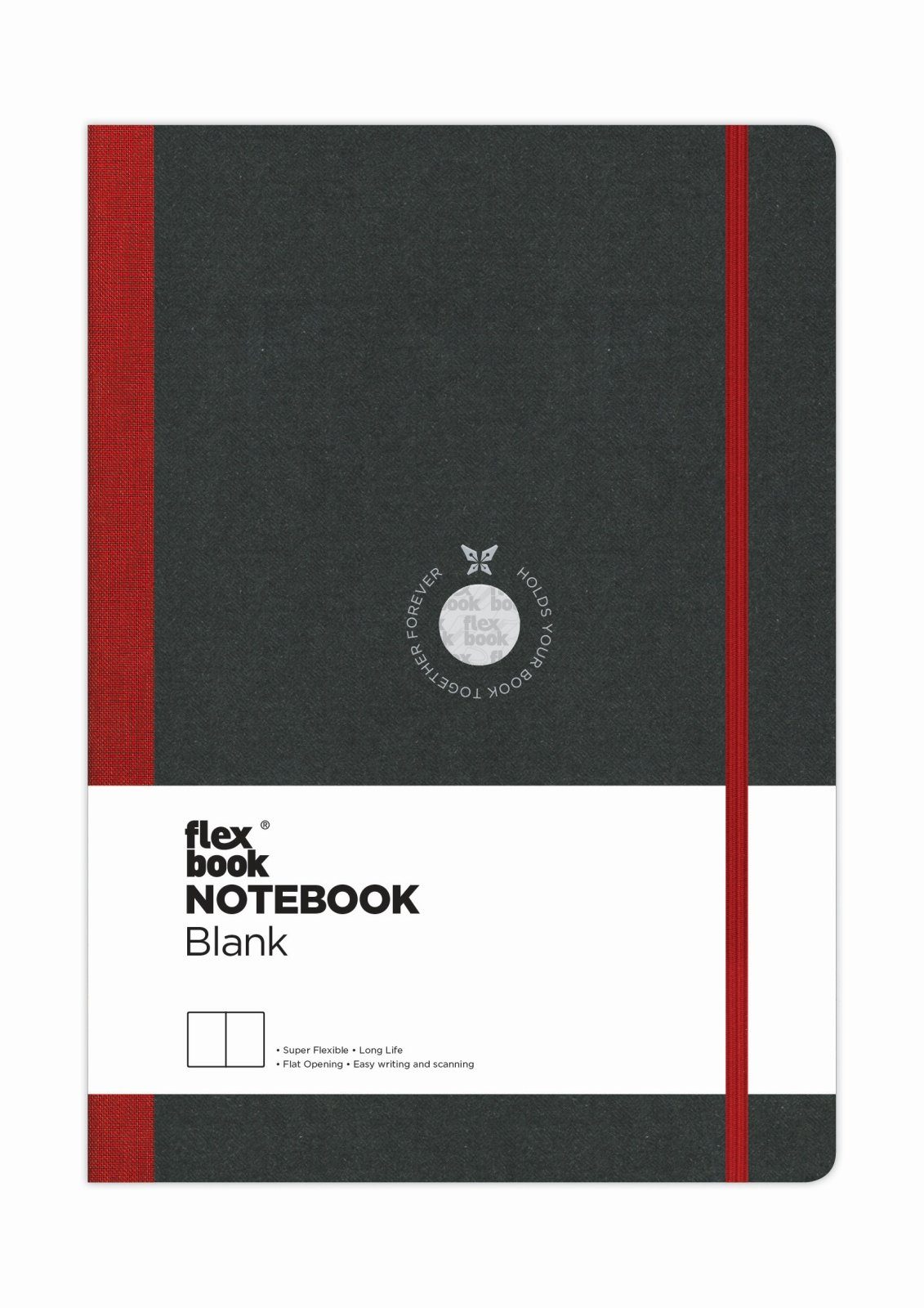 Flexbook Notizbuch Flexbook Globel Notizbuch blanko/linierte Seiten Elastikband verschied 17 * 24 cm / Blanko / Rot
