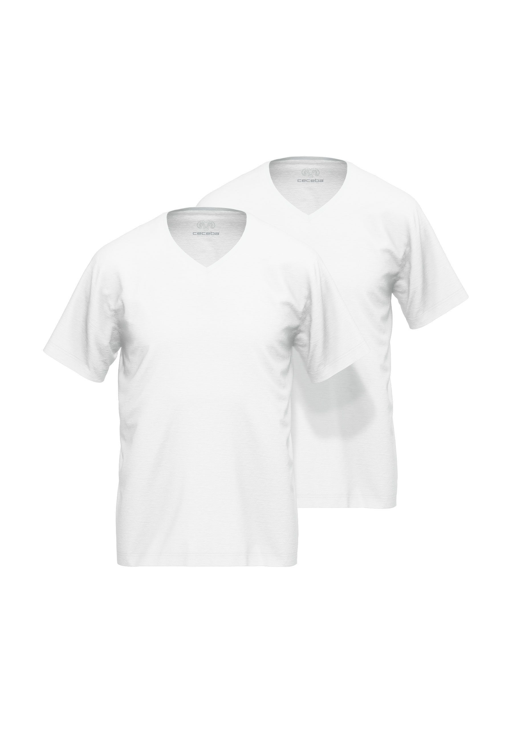 Unterziehshirt CECEBA Herren Shirt weiß uni 2er Pack