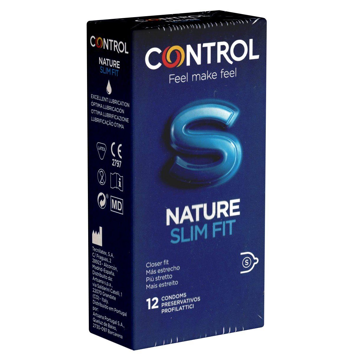 CONTROL Slim 12 für enges Kondome richtig Fit Vergnügen Kondome CONDOMS St., mit, spanische Nature Packung