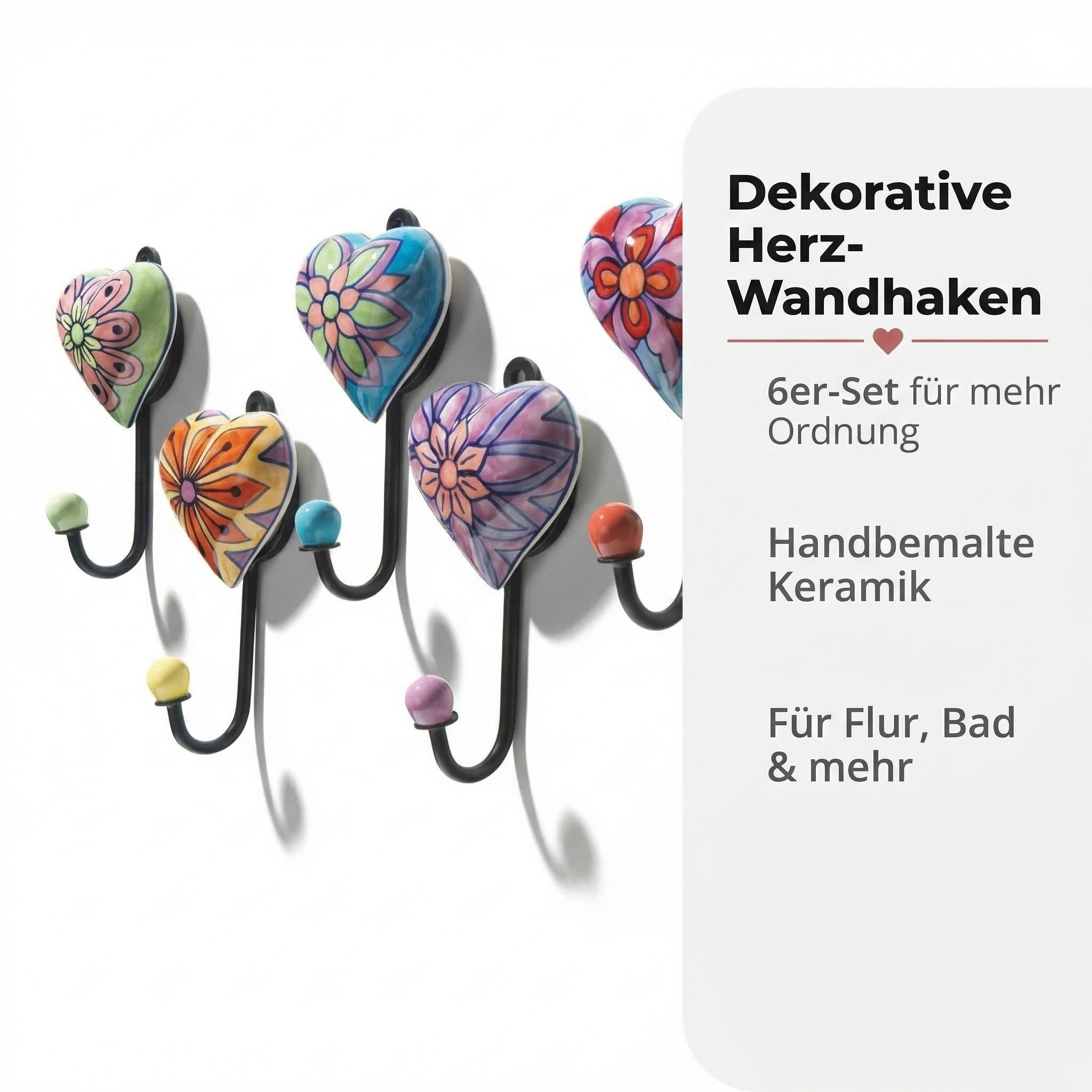 LK Trend & Style Garderobenhalter Dekorative Wandhaken Set, Herz-Design mit günstig online kaufen