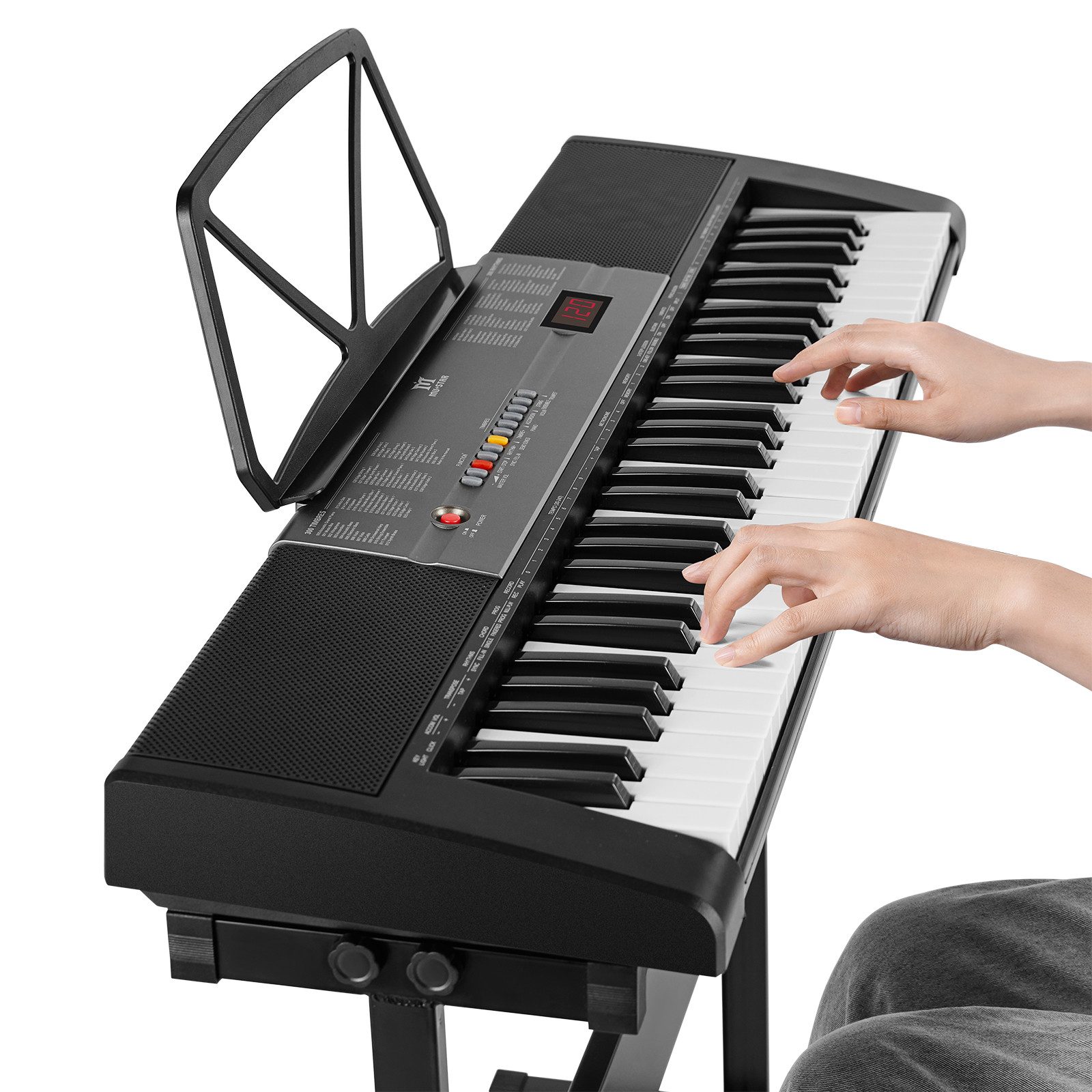 MUSTAR Digitalpiano mit Leuchttasten und Lautsprechern, 61-Tasten für Anfänger (1-St), mit Kopfhörer und Mikrofon, 300 Klänge & einfache Musiklektionen
