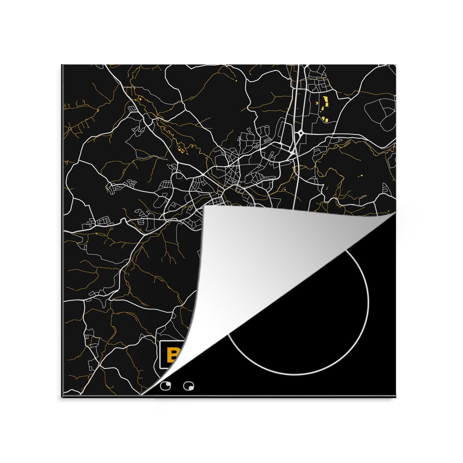 (1 Bayreuth tlg), - cm, Deutschland, Herdblende-/Abdeckplatte - - Arbeitsplatte MuchoWow Ceranfeldabdeckung, Vinyl, küche Karte 78x78 - Gold Stadtplan für