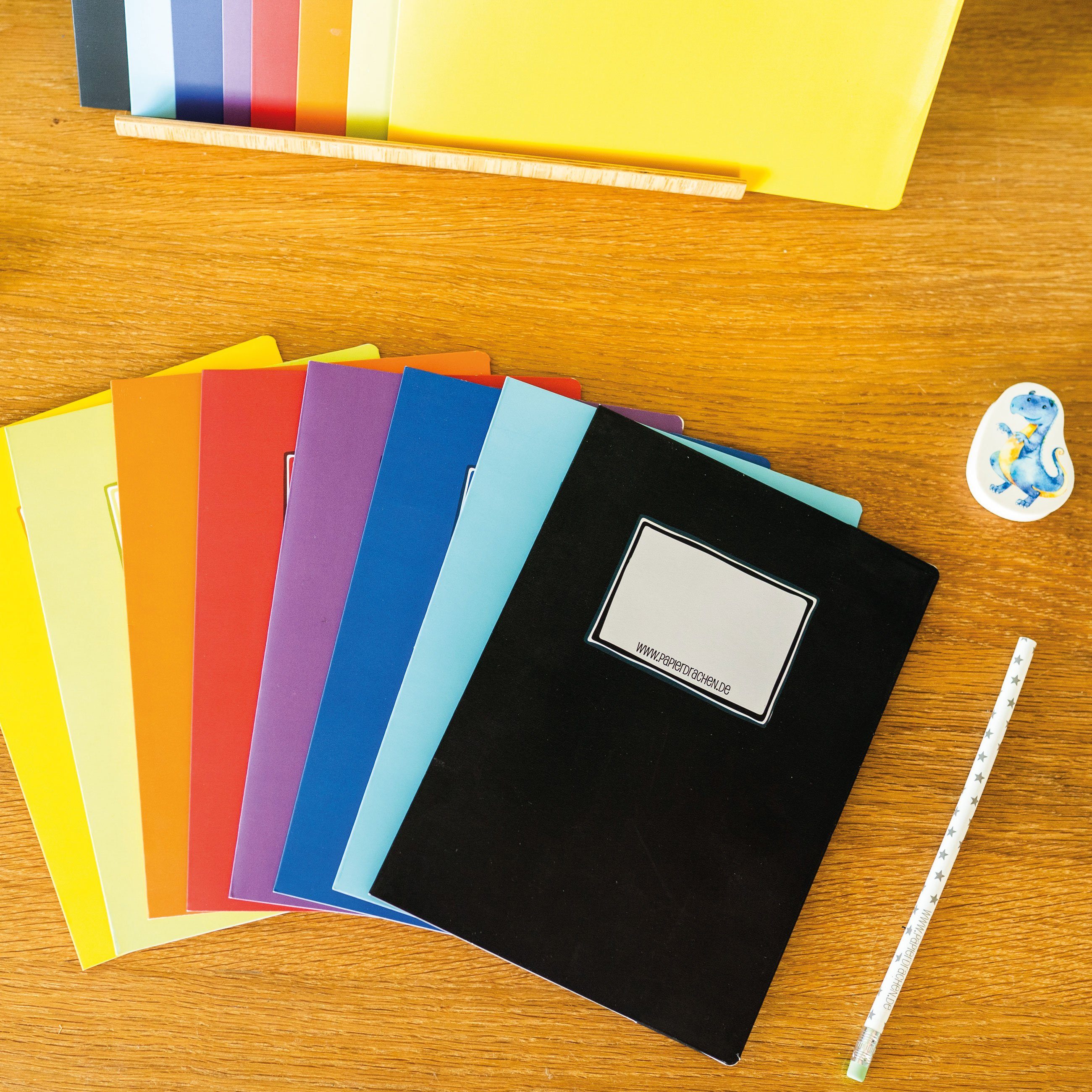 PAPIERDRACHEN Schulheft Papierheftumschläge DIN A5 - in tollen Designs - Schulanfang, aus stabilem 250g Papier
