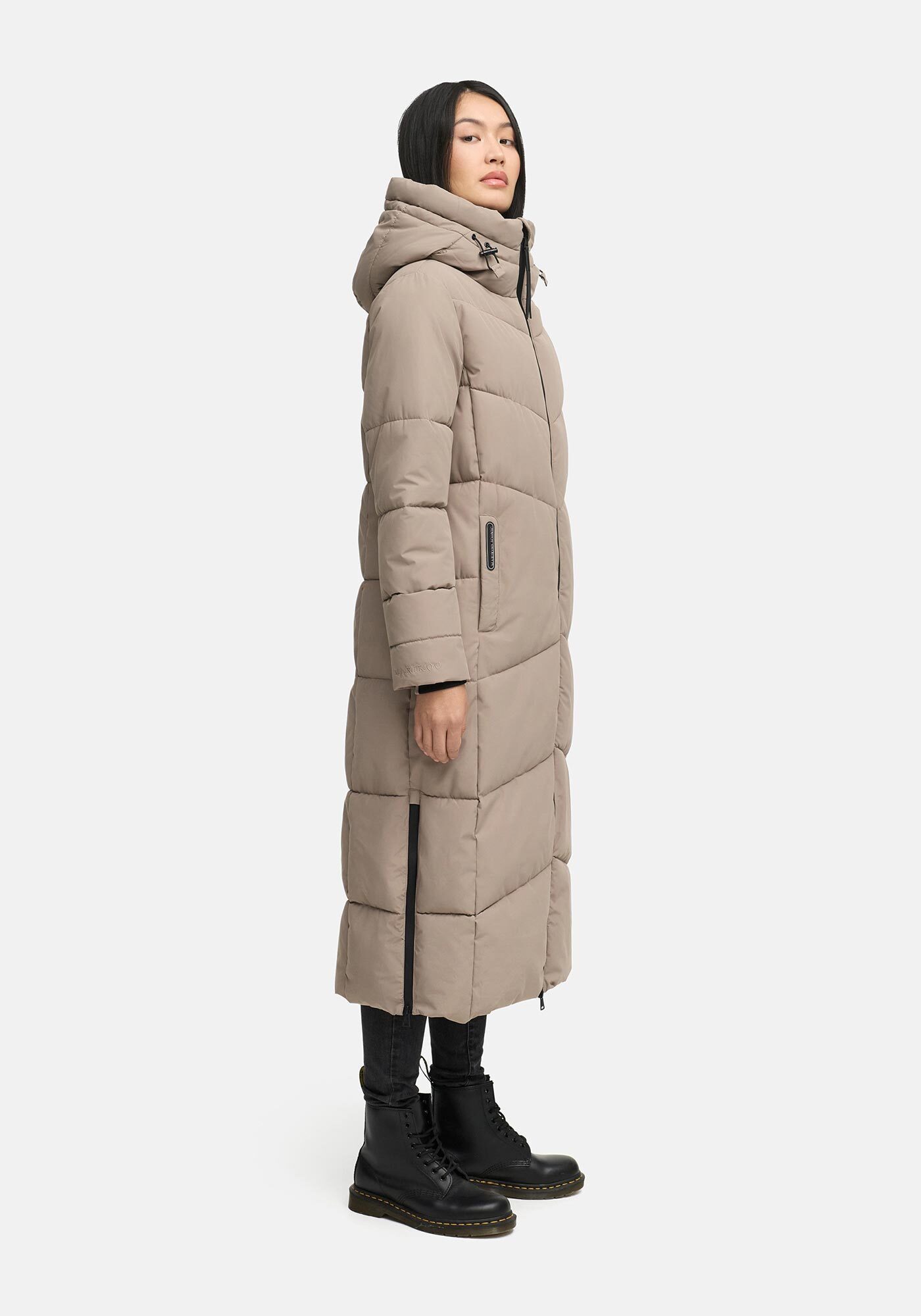 Marikoo Winterjacke Firella extra lange Passform mit seitlichen Schlitzen