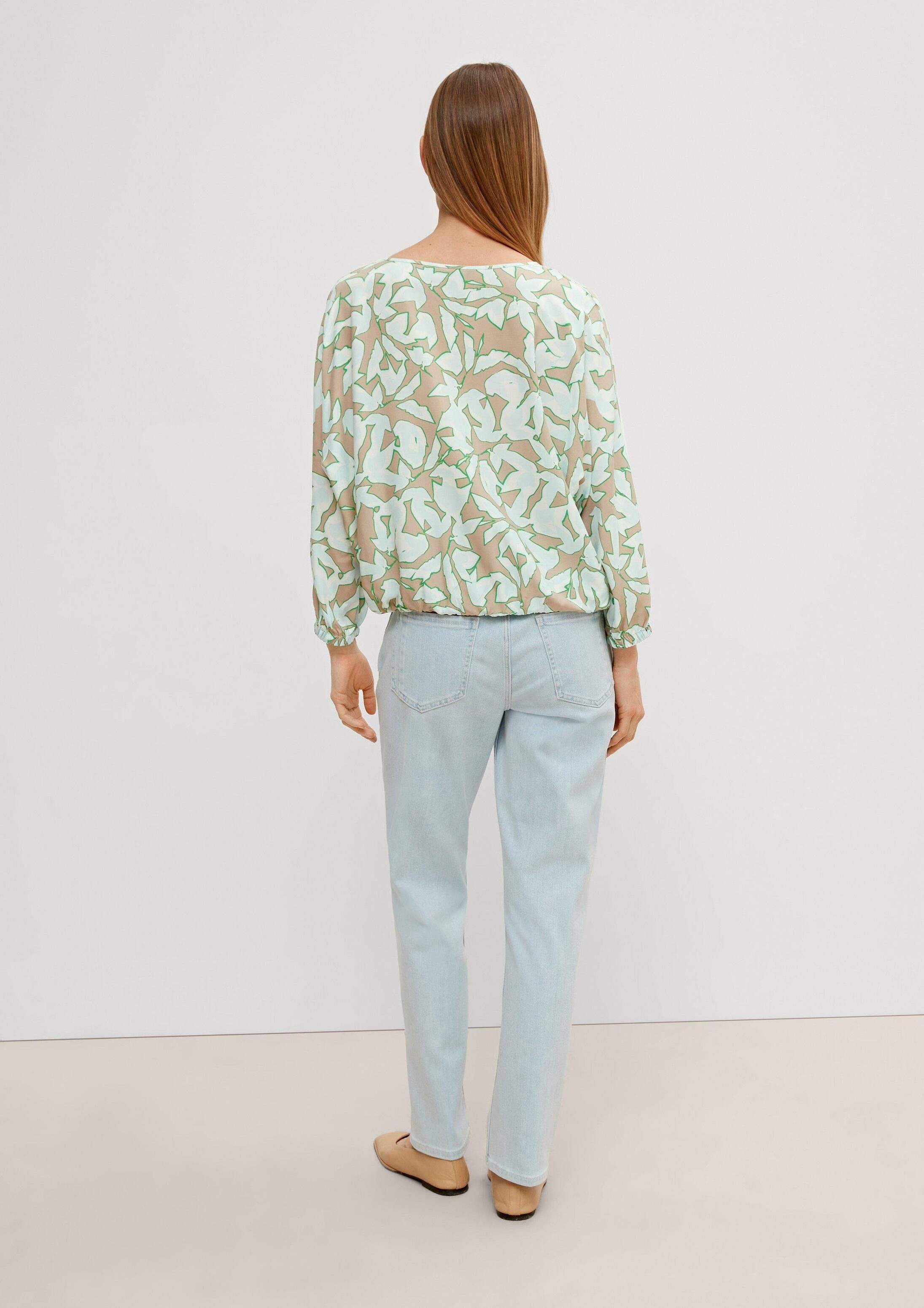 comma Langarmbluse Bluse Viskosebluse mit V-Ausschnitt