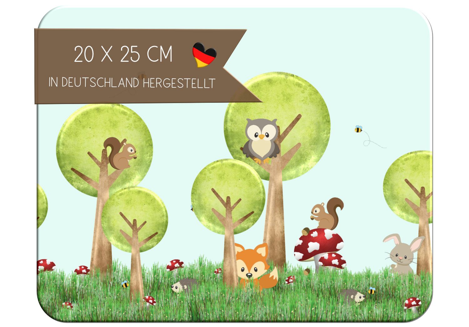 CreaDesign Frühstücksbrett Kinder Waldwiese Brettchen, Kunststoff, 20x25 cm, Kunststoff, (1-St)