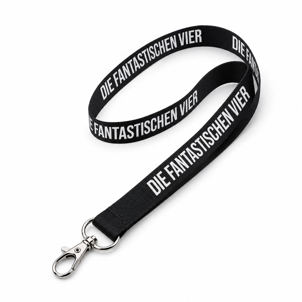 DIE FANTASTISCHEN VIER Schlüsselanhänger Schlüsselband Lanyard schwarz mit Karabiner und Druckmotiv