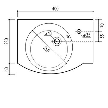 Planetmöbel Waschtisch Waschtischunterschrank 40cm Matt