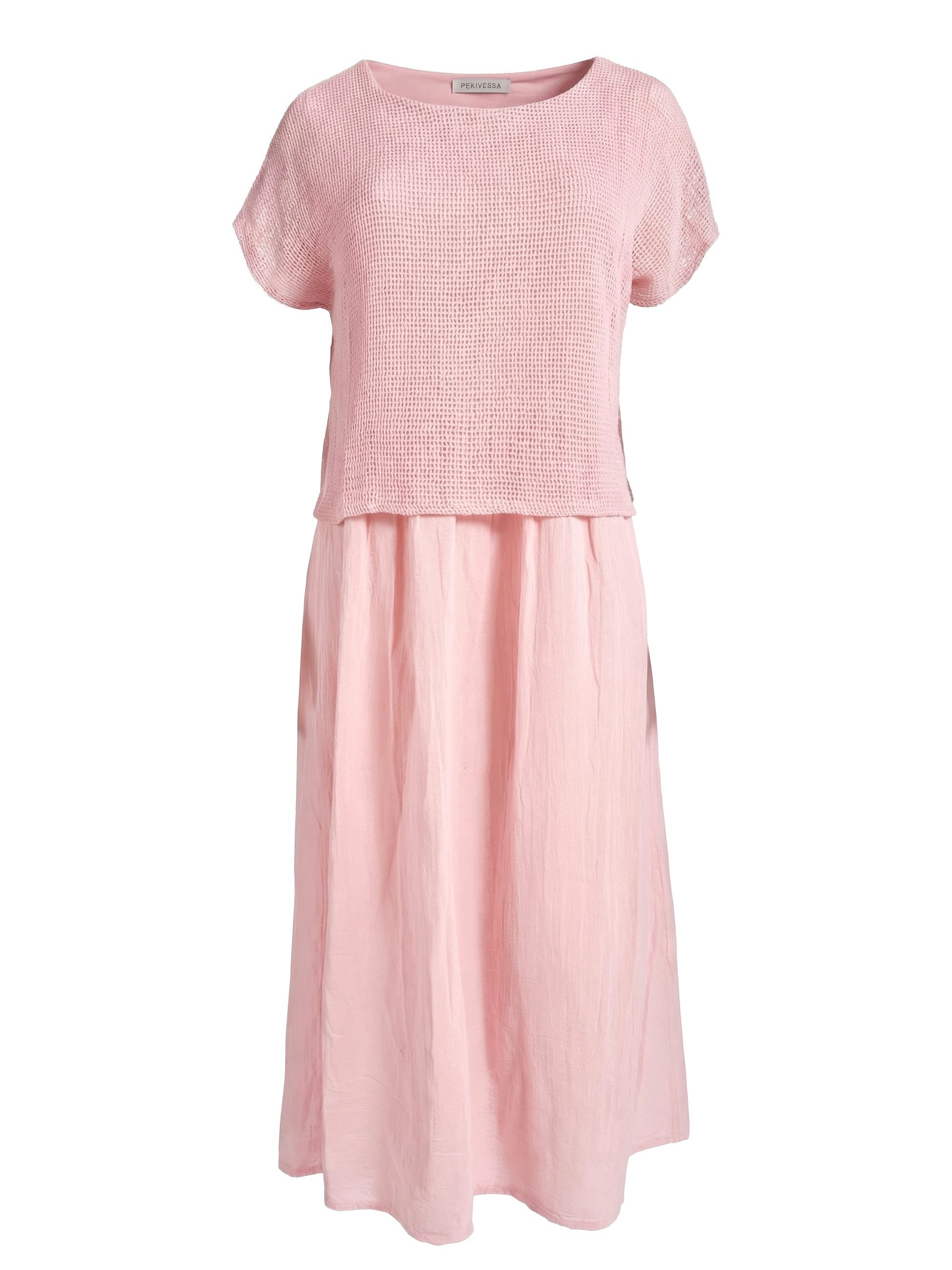 PEKIVESSA Sommerkleid Lässiges Midikleid im angesagten Lagen-Look aus Baumwolle-Leinen-Webstoff – Bild 2 von 5