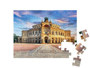 puzzleYOU Puzzle Semperoper in Dresden bei Nacht, Deutschland, 48 Puzzleteile, puzzleYOU-Kollektionen Dresden, Deutsche Städte, Semperoper Dresden