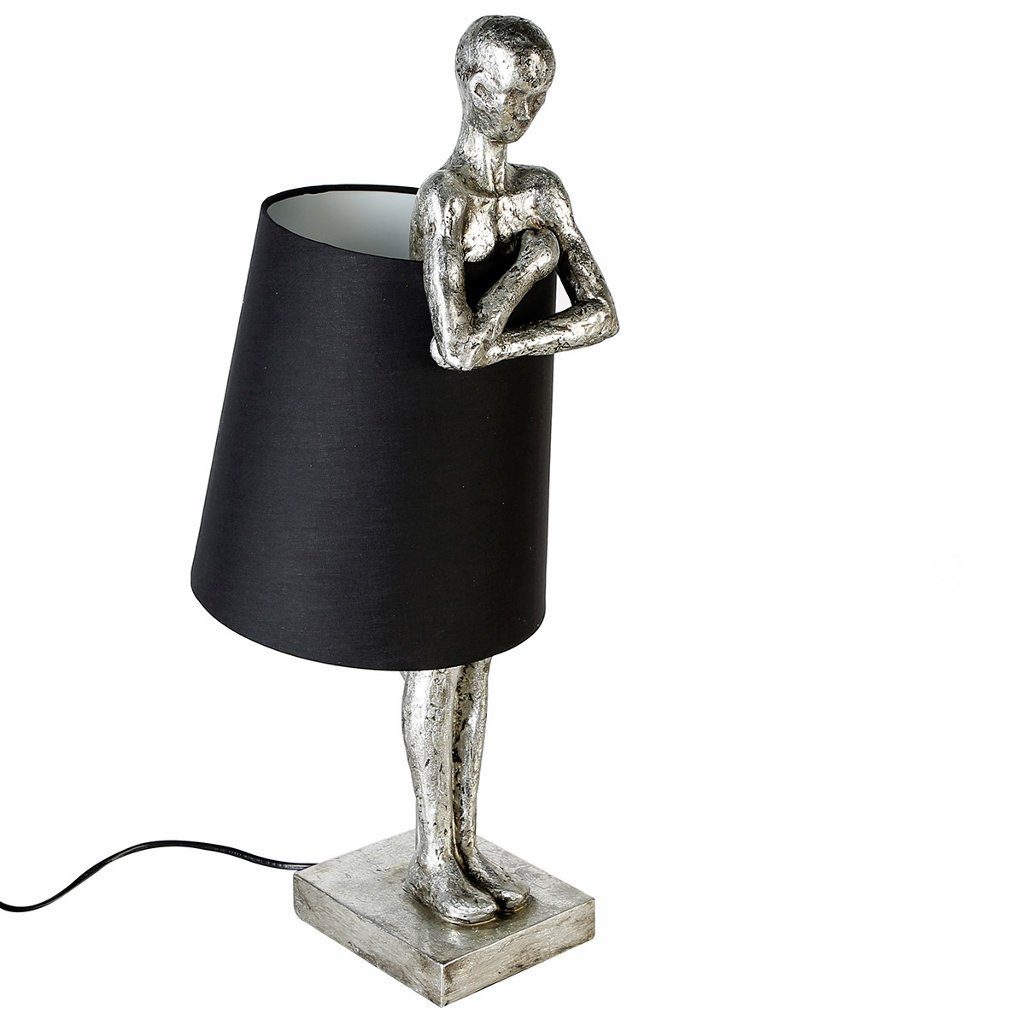 schwarz Casablanca Leuchtmittel, Man antik Tischleuchte LED by Tischleuchte silberfarben Gilde ohne Leuchte LED, Poly
