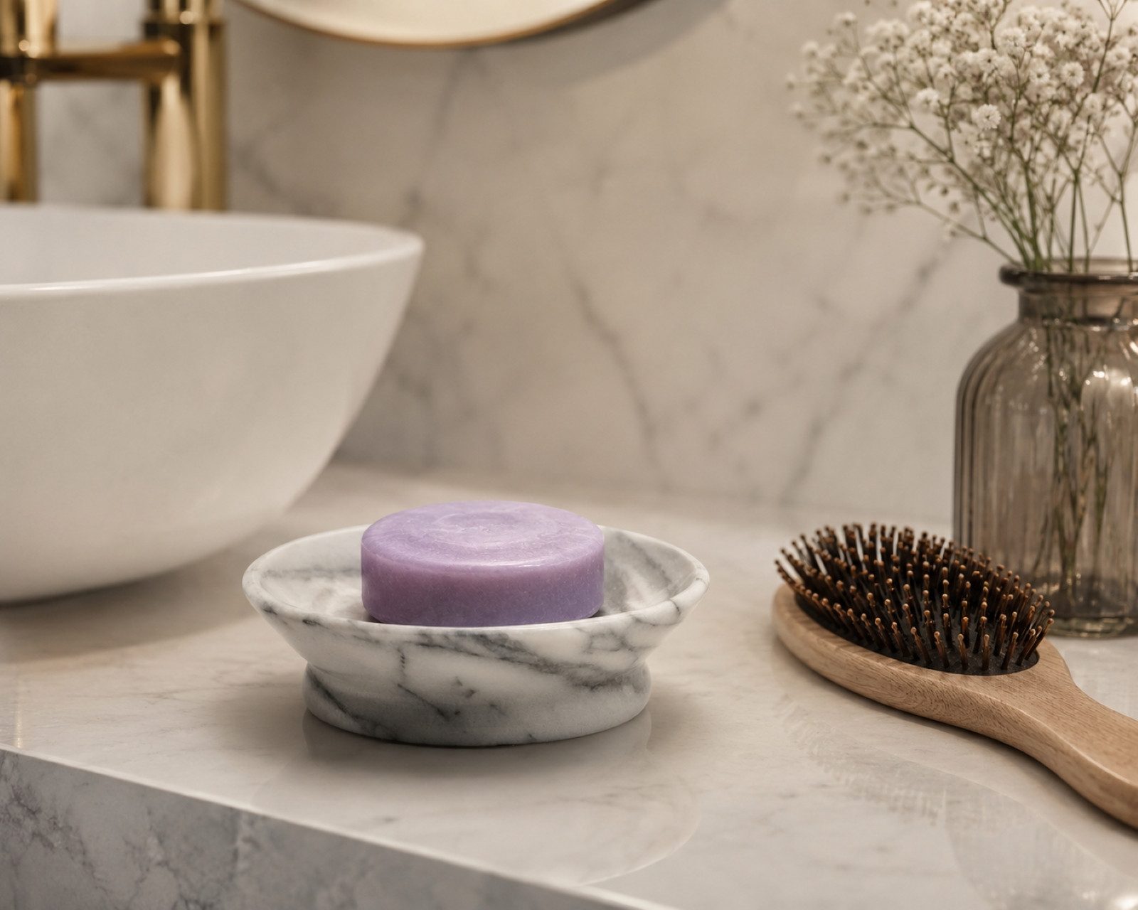 houseproud Seifenablage Gloss Marble Seifenschale, Ø 13 cm