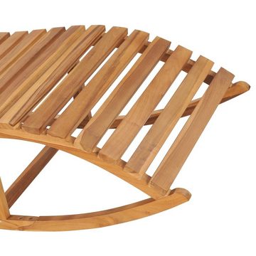vidaXL Gartenlounge-Sessel Liegestuhl Schaukelliege Holzliege mit grüner Auflage Massivholz Teak