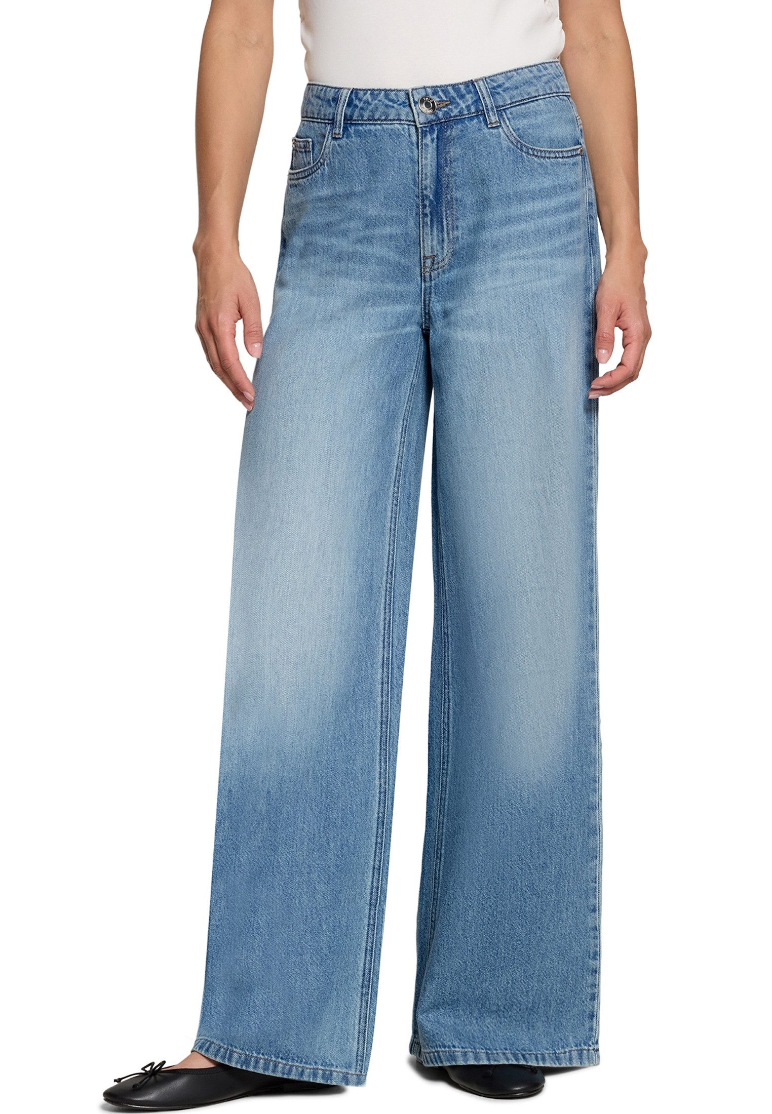 Zero Bequeme Jeans Damen fit Jeans mit weitem Bein