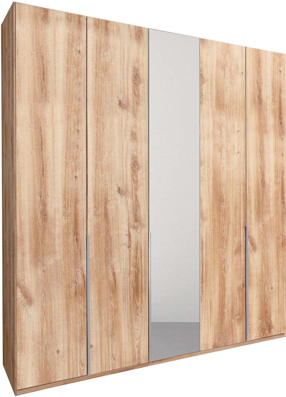 Wimex Drehtürenschrank New York (mit Türen, mit Einlegeböden, mit Schubladen, 1-St., moderne Optik, 5-türig mit Spiegel) 225cm Plankeneiche 5-türig