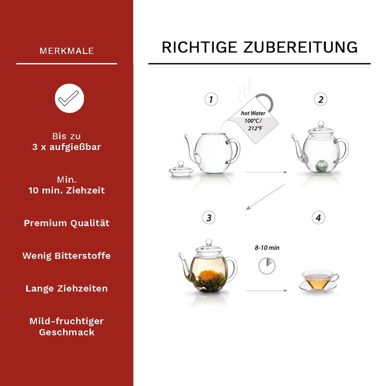 Creano Tee Geschenkset "ErblühTee" mit Glaskanne Weißtee (6 verschiedene Sorten), 1 x 6 St. – Bild 4 von 5