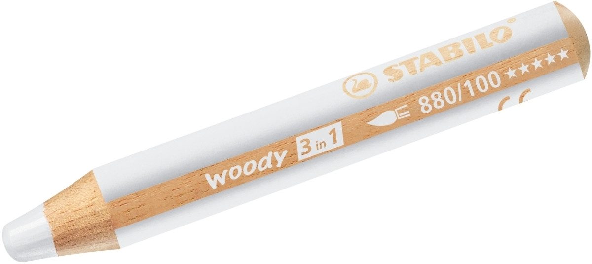 STABILO Buntstift Holzfarbstift woody 3 in 1 weiß