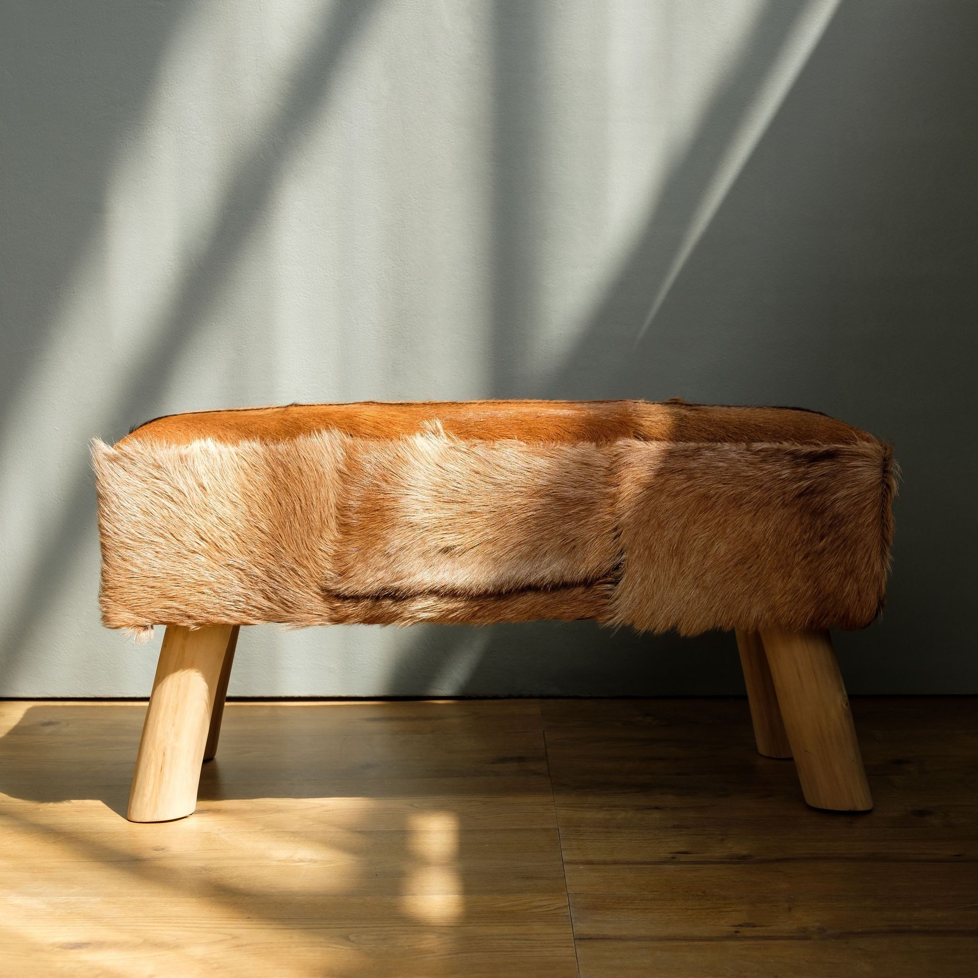 wohnfreuden Hockerbank Ziegen-Fell Bank braun 80 cm, 1136