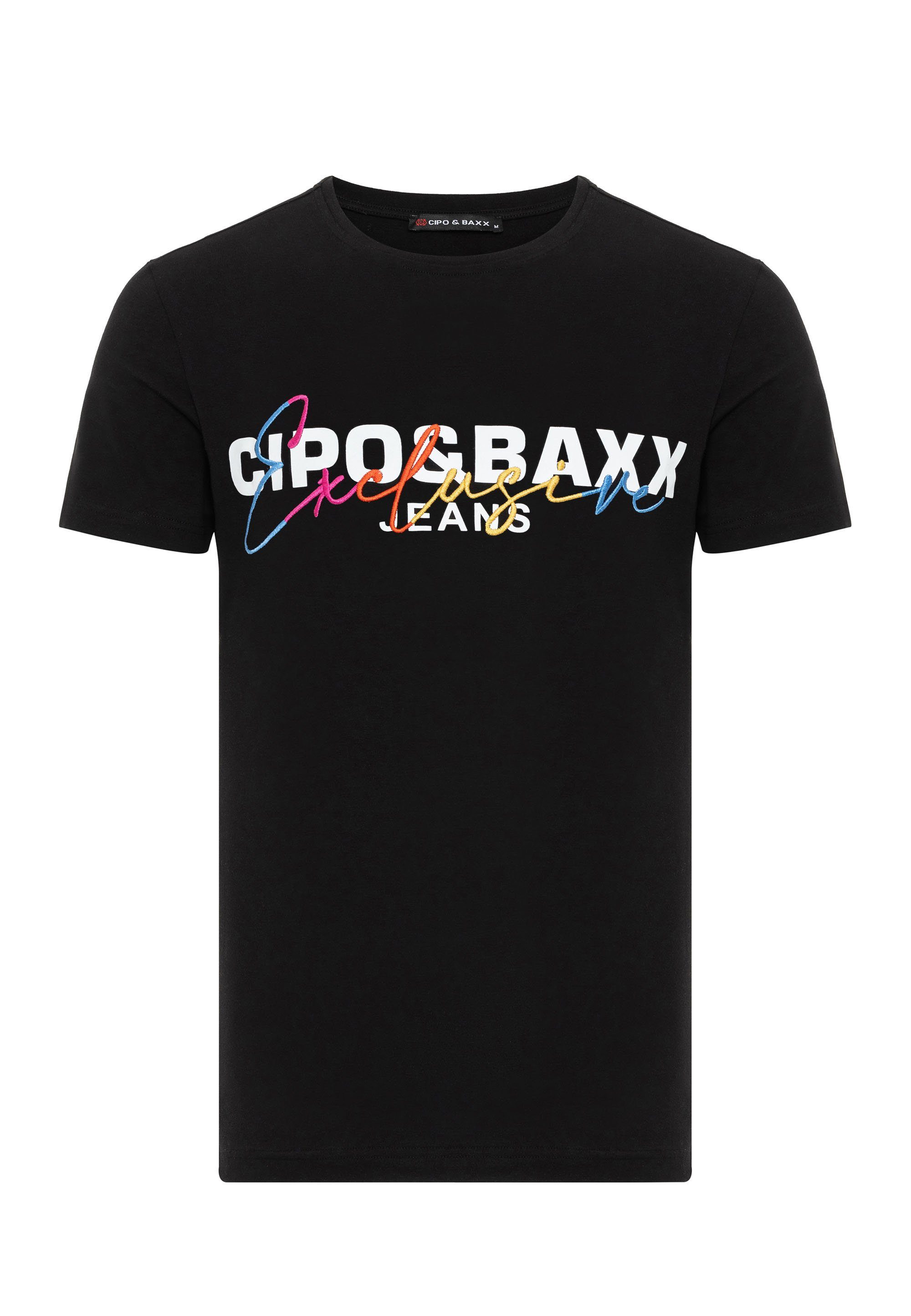 schwarz mit Baxx Markenprint & T-Shirt Cipo