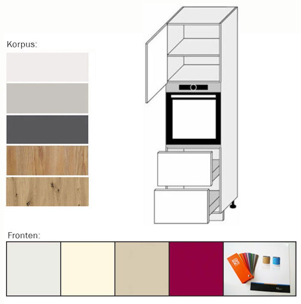 Feldmann-Wohnen Hochschrank Forli 60cm Front- und Korpusfarbe wählbar Wunschfarbe ICA® oder RAL K5