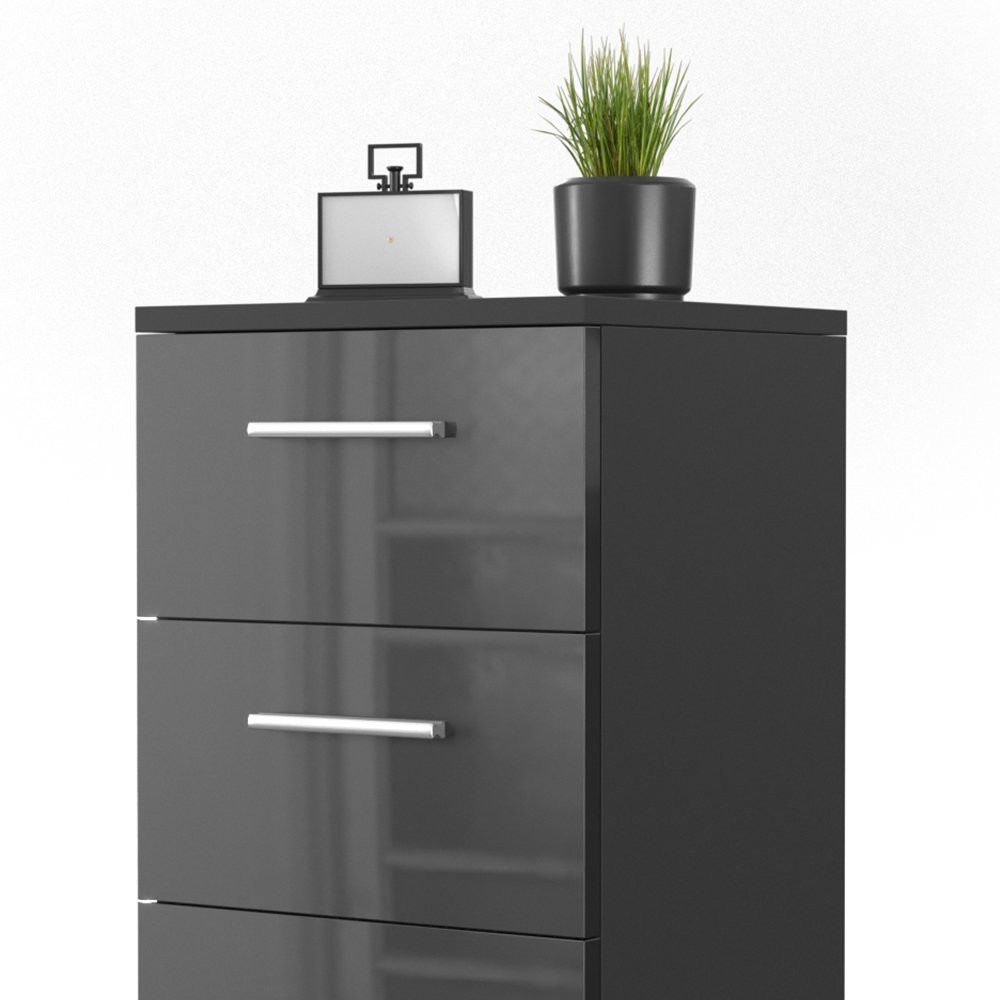 Vicco Nachtkommode, Schwarz Hochglanz, 38 x 66 cm (1 St)