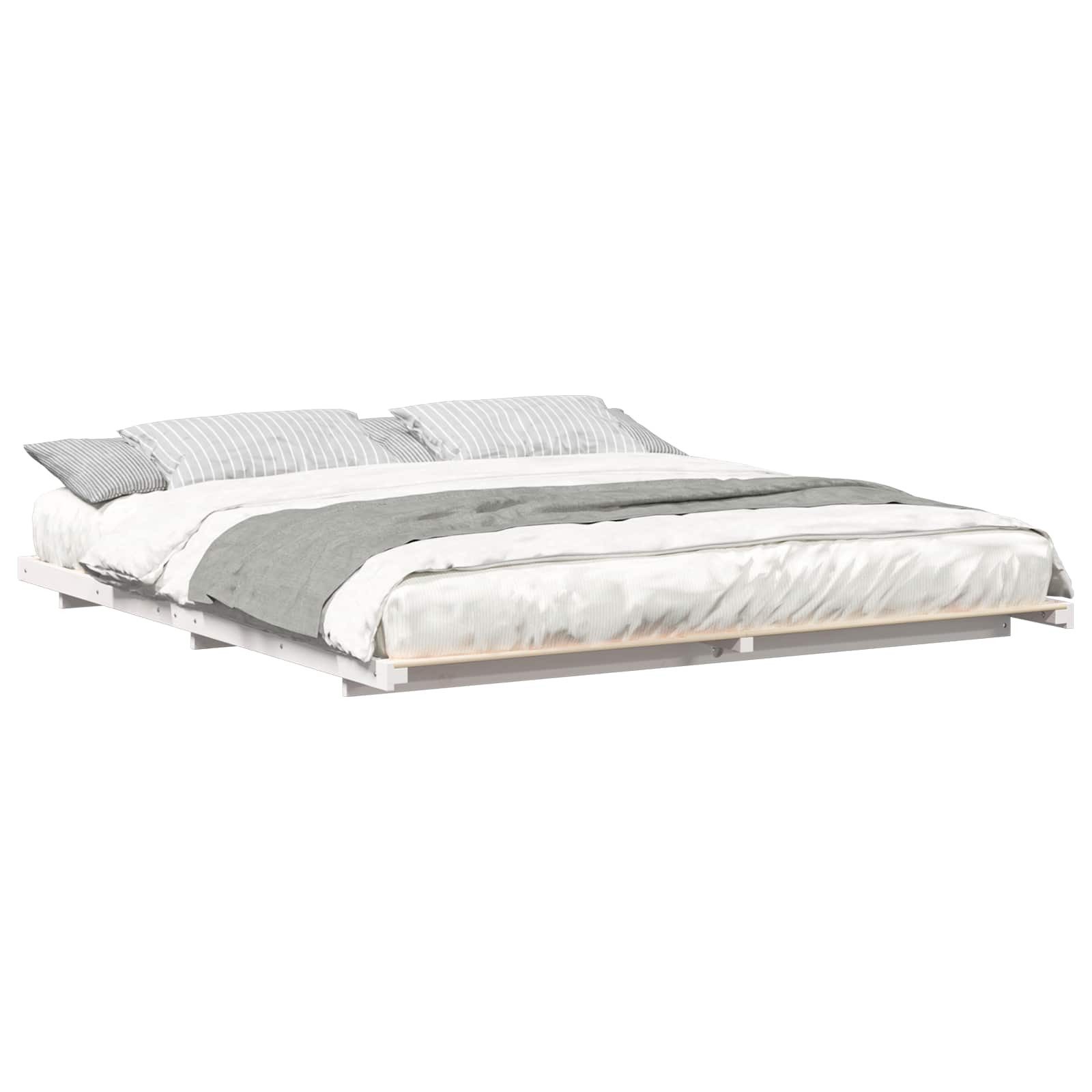 vidaXL Bett Bodenbettgestell Weiß 180 x 200 cm Massivholz Kiefer (1-tlg) günstig online kaufen
