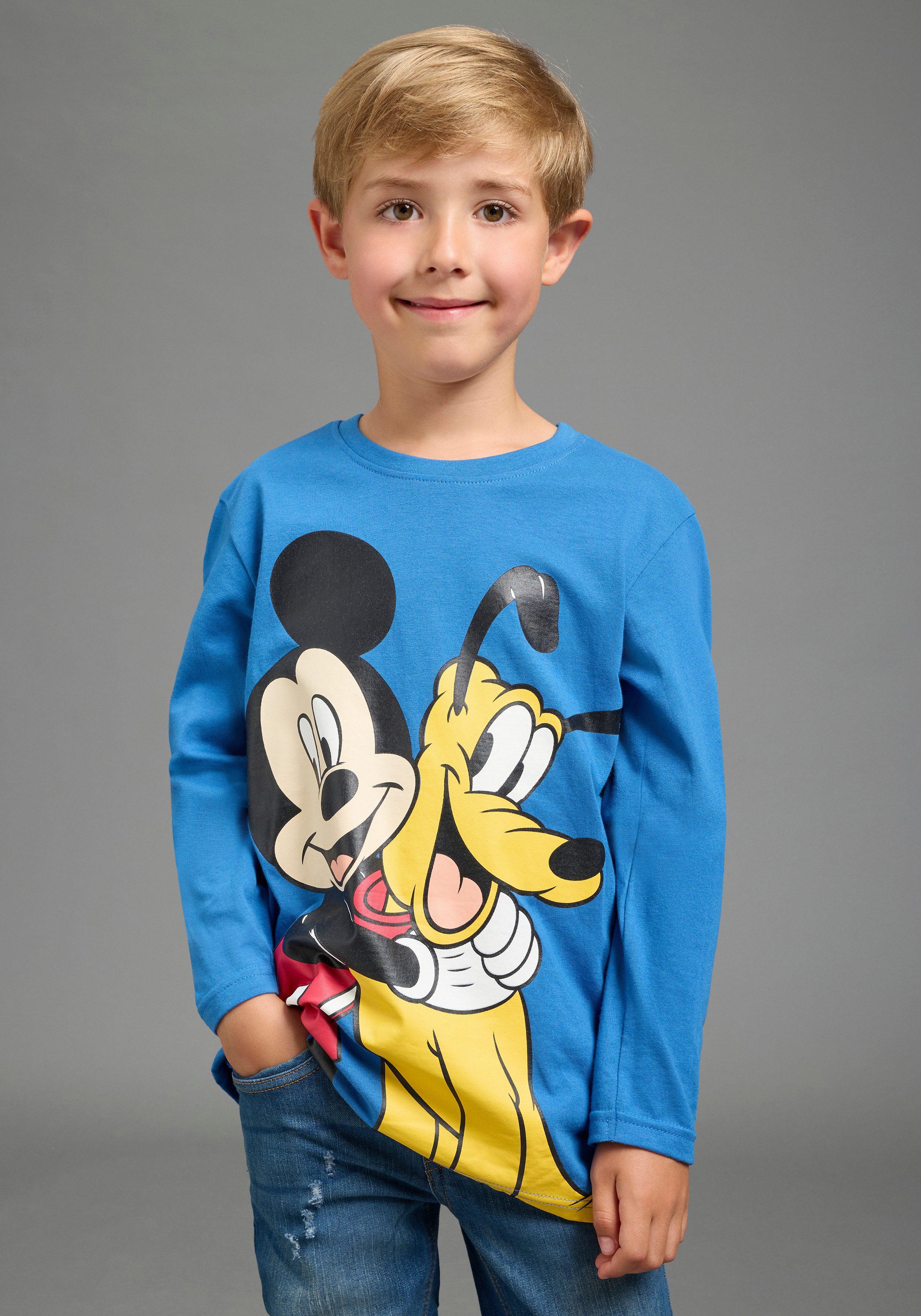 KIDSWORLD Langarmshirt Mickey&Goofy Shirt, Disney normale Schnittform, Langarm, bedruckte Optik, für Kinder