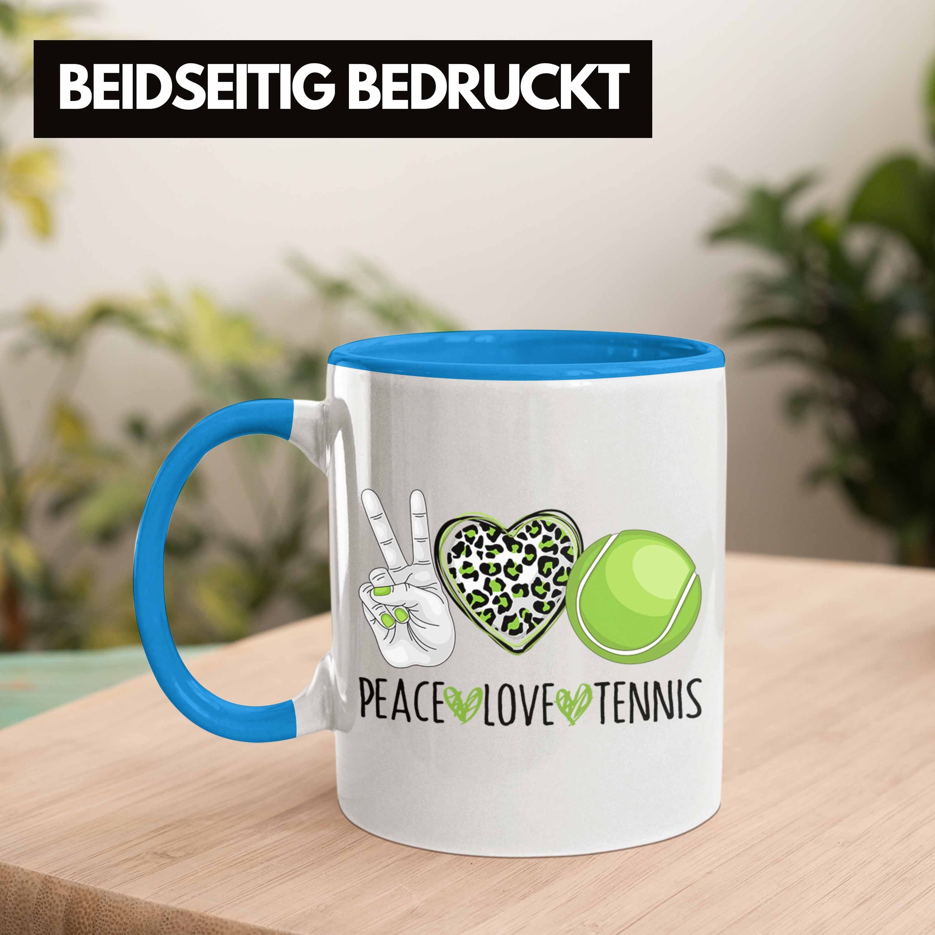 für "Peace Tasse Tasse Blau Trendation Coach Tennis-Spieler Trainer Tennis Geschenk Lustige