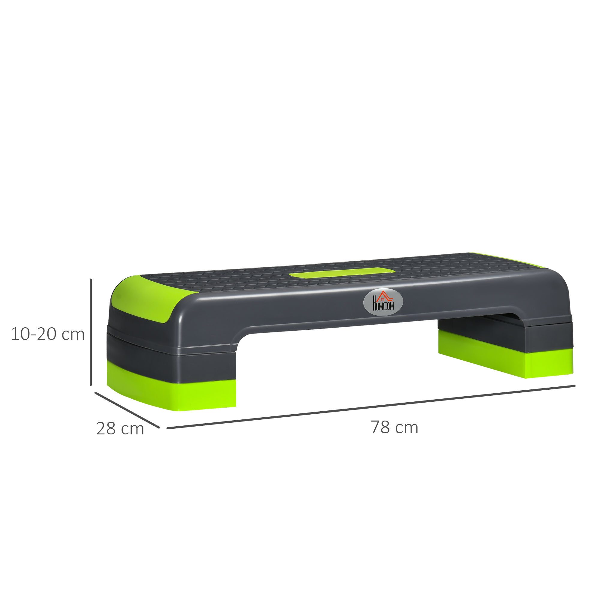 HOMCOM Stepper Steppbrett höhenverstellbar Fitness Heimtrainer Indoor Outdoor (mit 3 Stufen (10,15,20 cm), 1-tlg., höhenverstellbar), 78L x 28B x 10-20H cm