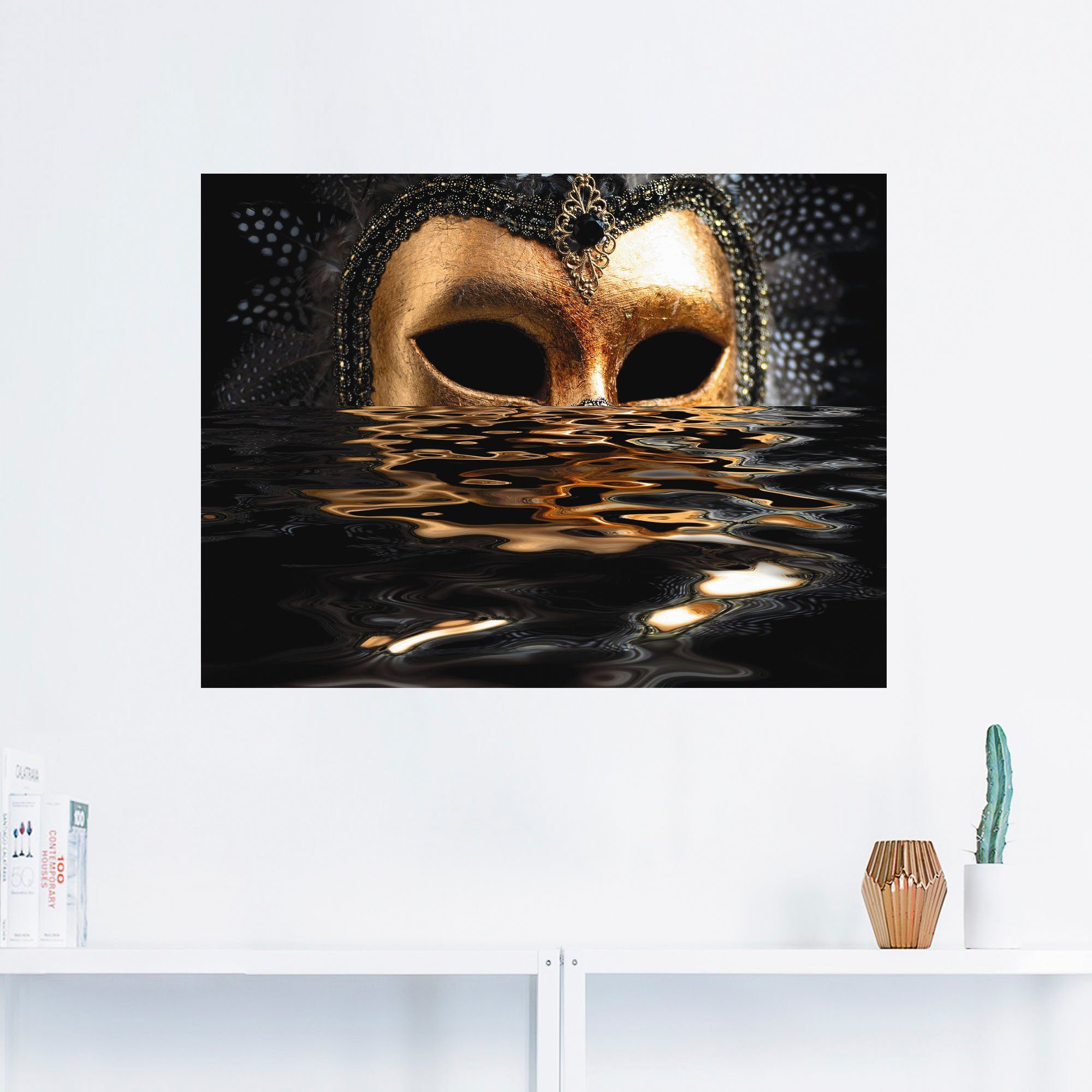 Artland Wandbild Venezianische Maske Karneval mit St), Poster Alubild, Wandaufkleber in Leinwandbild, versch. Größen oder (1 Blattgold, als
