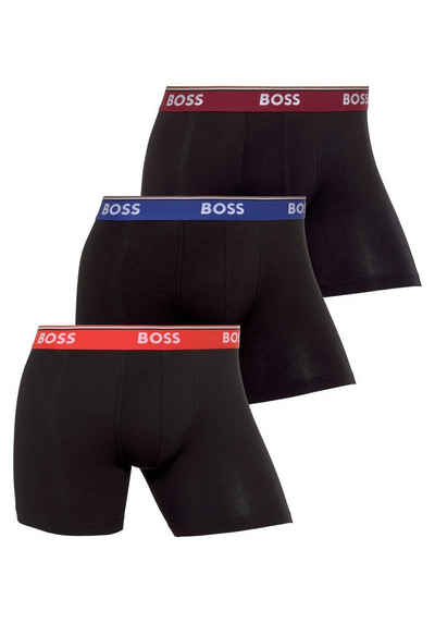 BOSS Boxer BoxerBr 3P Power (Packung, 3-St., 3er Pack) mit BOSS Logo auf dem Bund