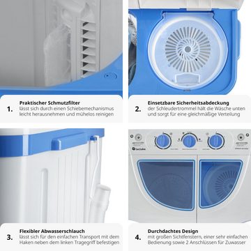 tectake Wäscheschleuder Mini-Waschmaschine 4,5 kg mit Wäscheschleuder 3,5, 4,50 kg